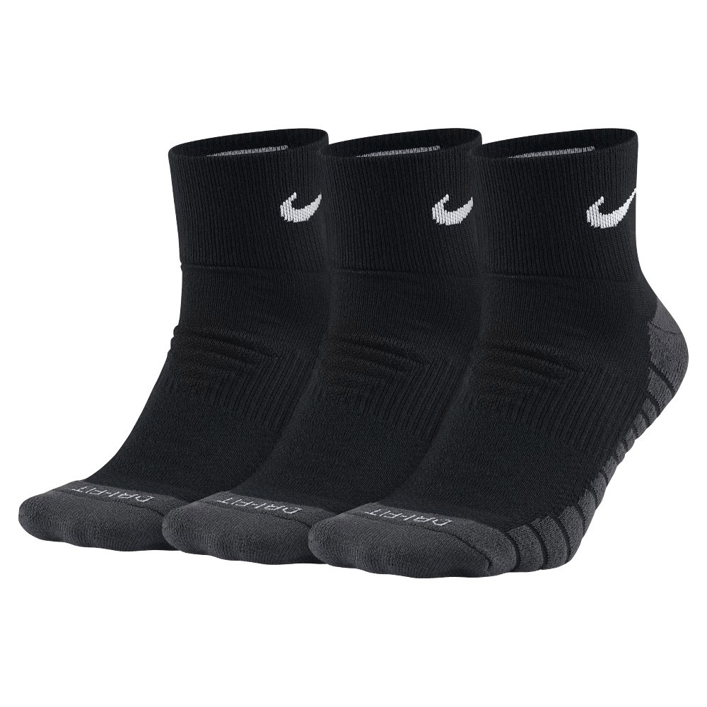 Nike Dry Cushion Quarter x 3 Socks - Black/Grey
