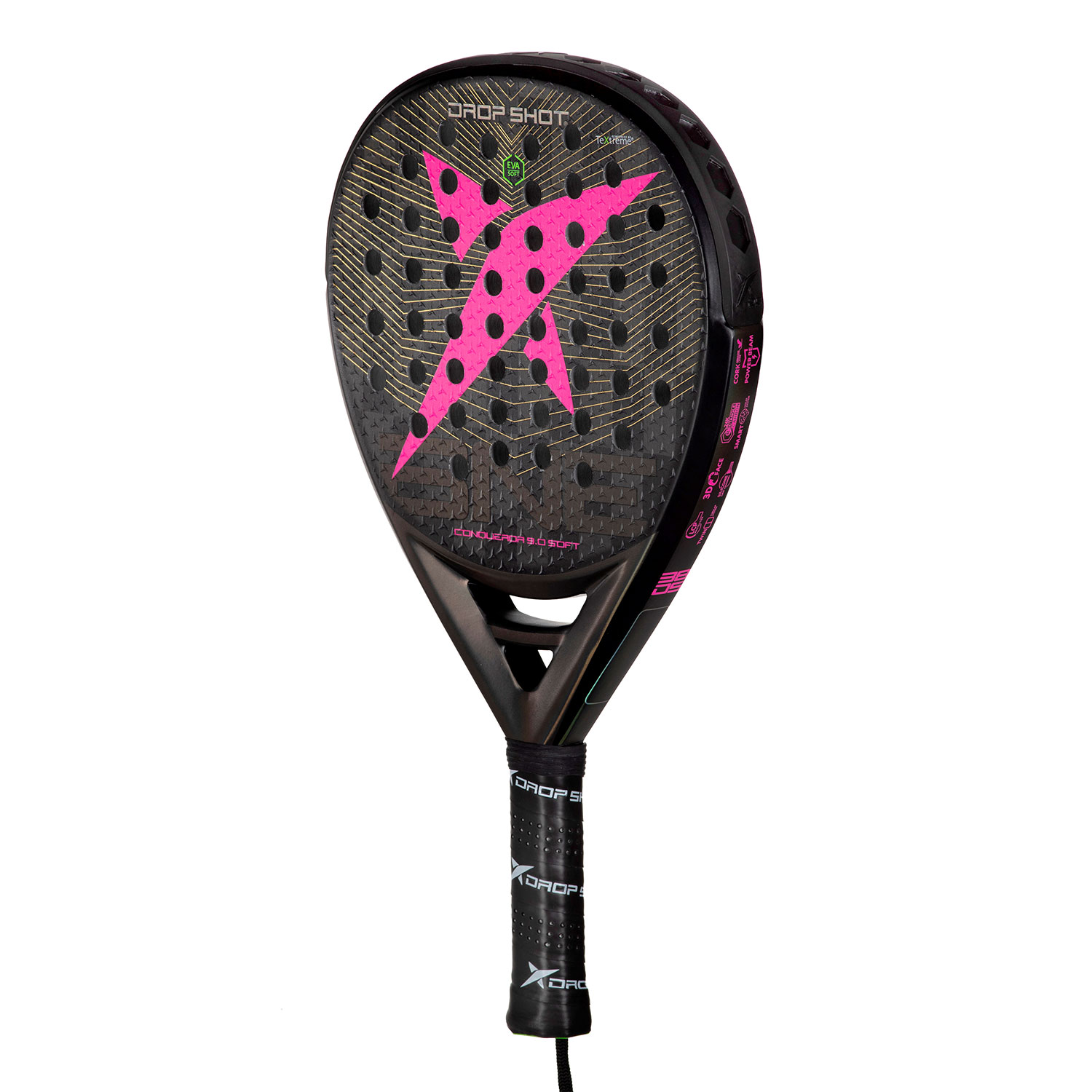Drop Shot Conqueror 9.0 Soft Padel Racket - Black