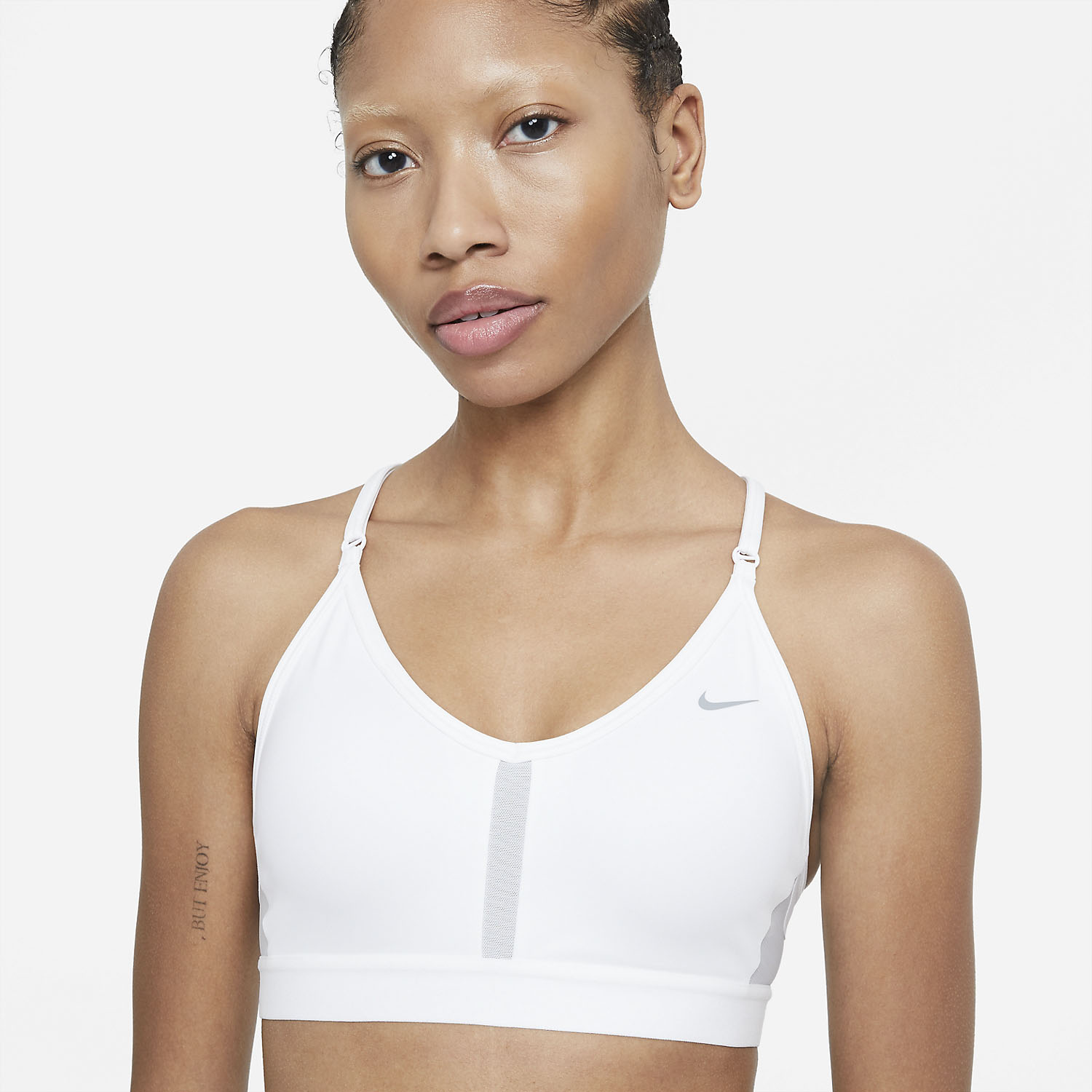 tiran Vooroordeel Zaklampen Nike Indy Logo Womens Padel Sports Bra - White/Grey Fog