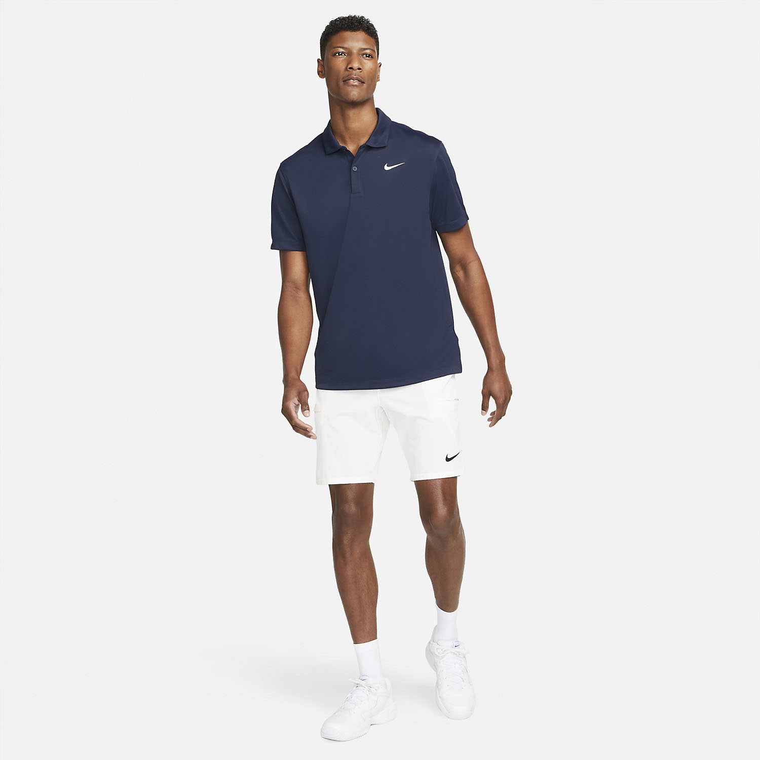 Nike Dri-FIT Solid Logo Men's Padel Polo - Obsidian/White
