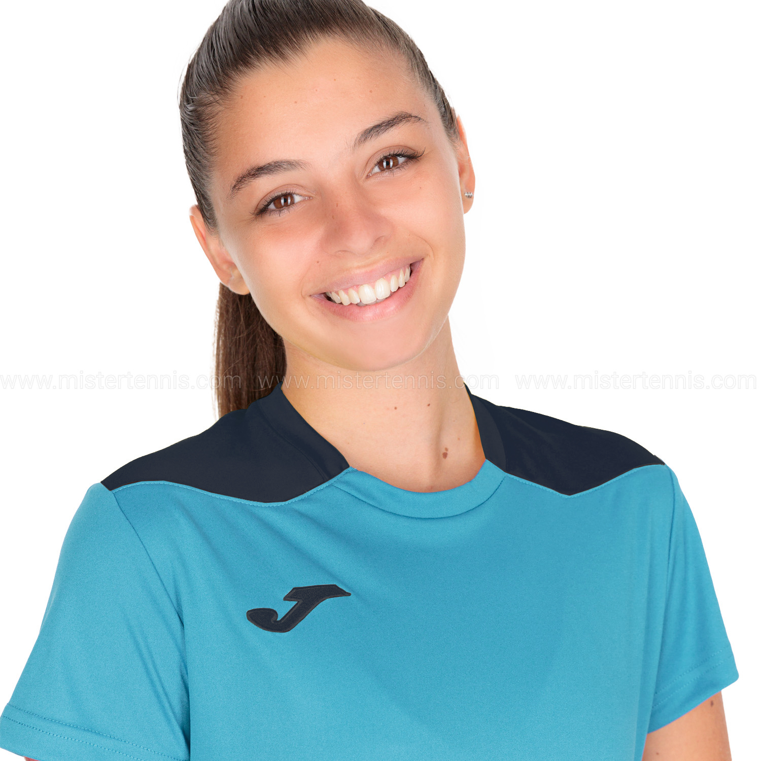 Joma Championship VI Logo T-Shirt - Fluor Turquoise/Navy