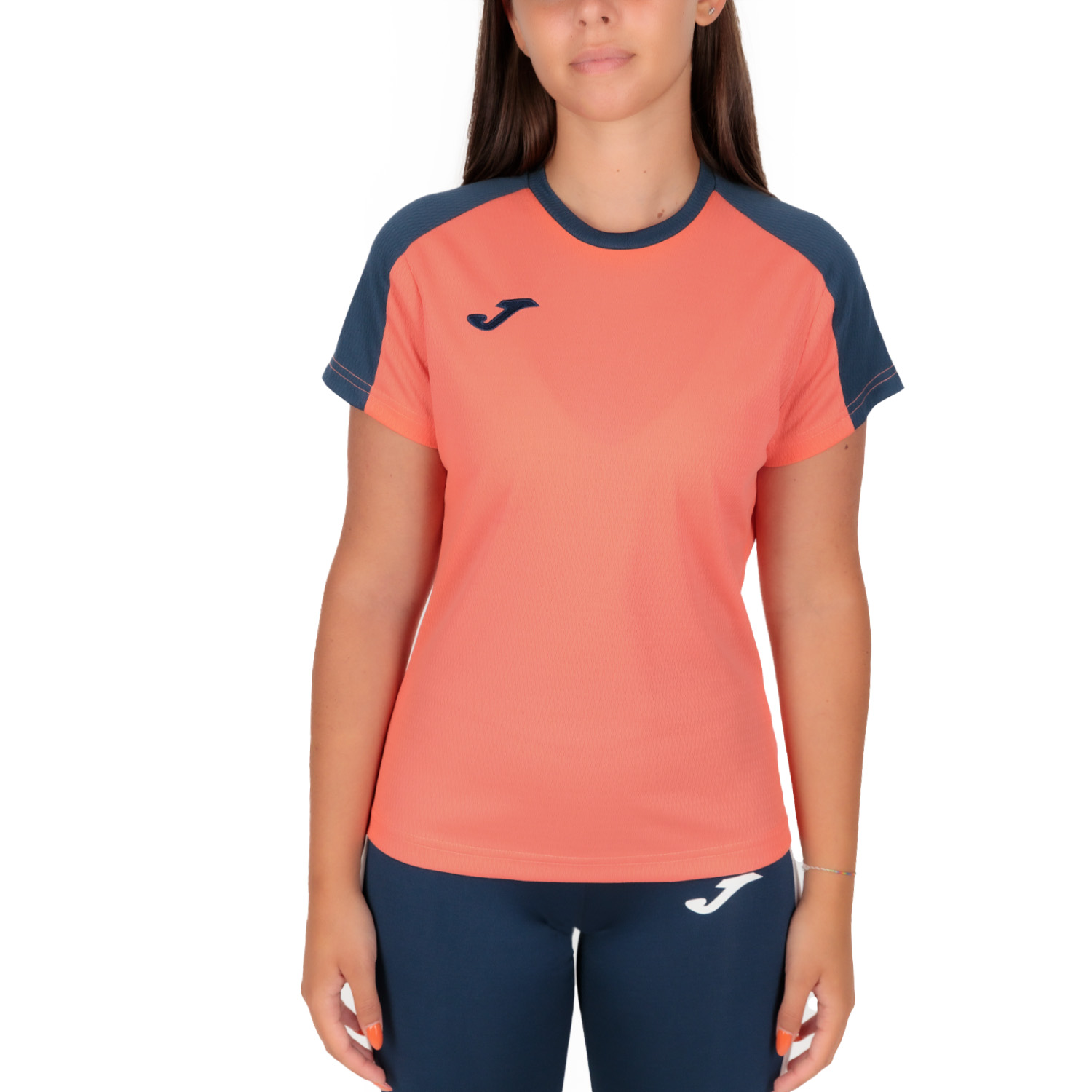 Joma Eco Championship Logo Camiseta - Fluor Orange/Navy