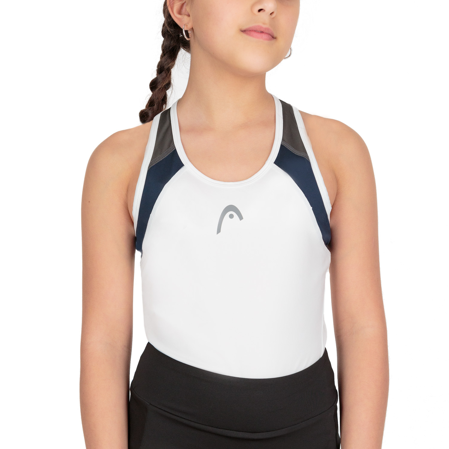 HEAD Club 22 Top Niña - White/Dark Blue