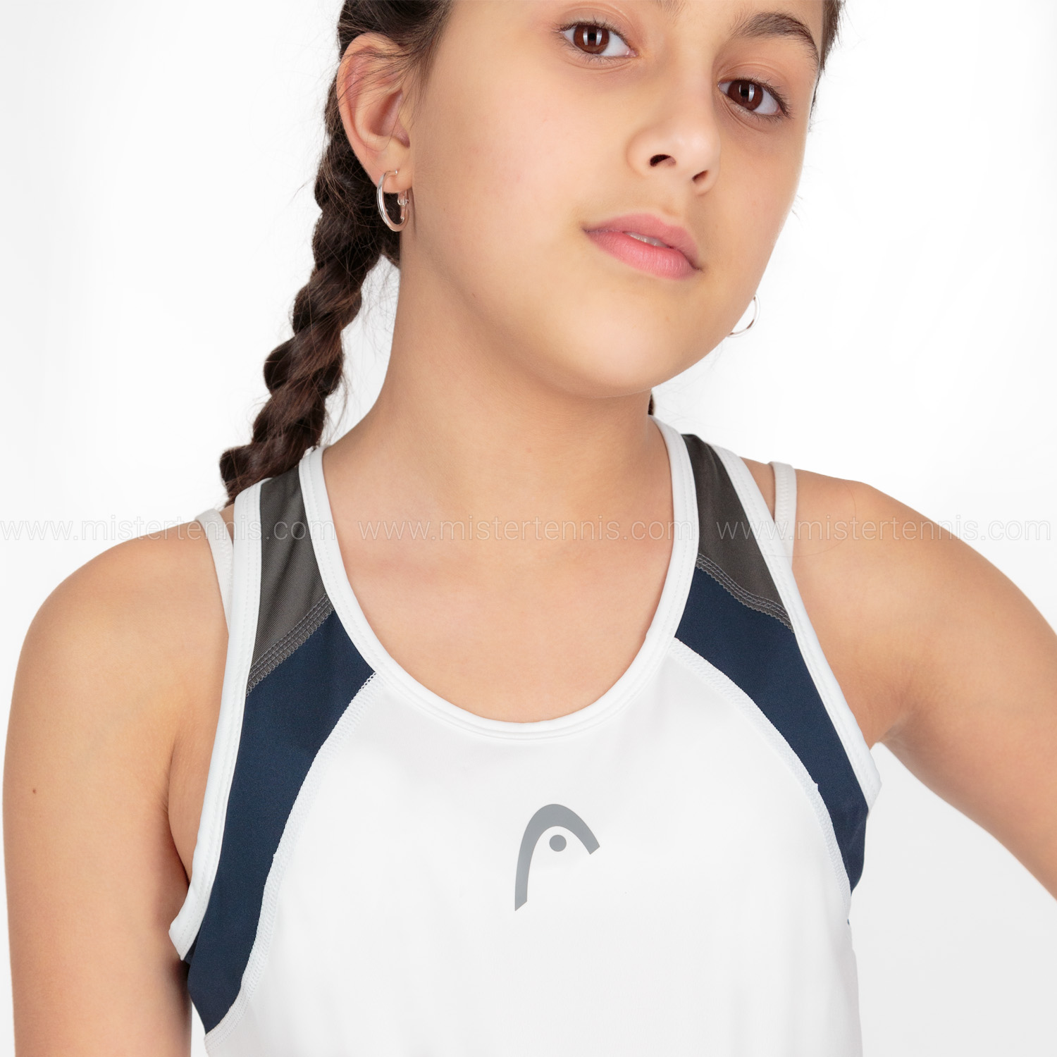 HEAD Club 22 Top Niña - White/Dark Blue