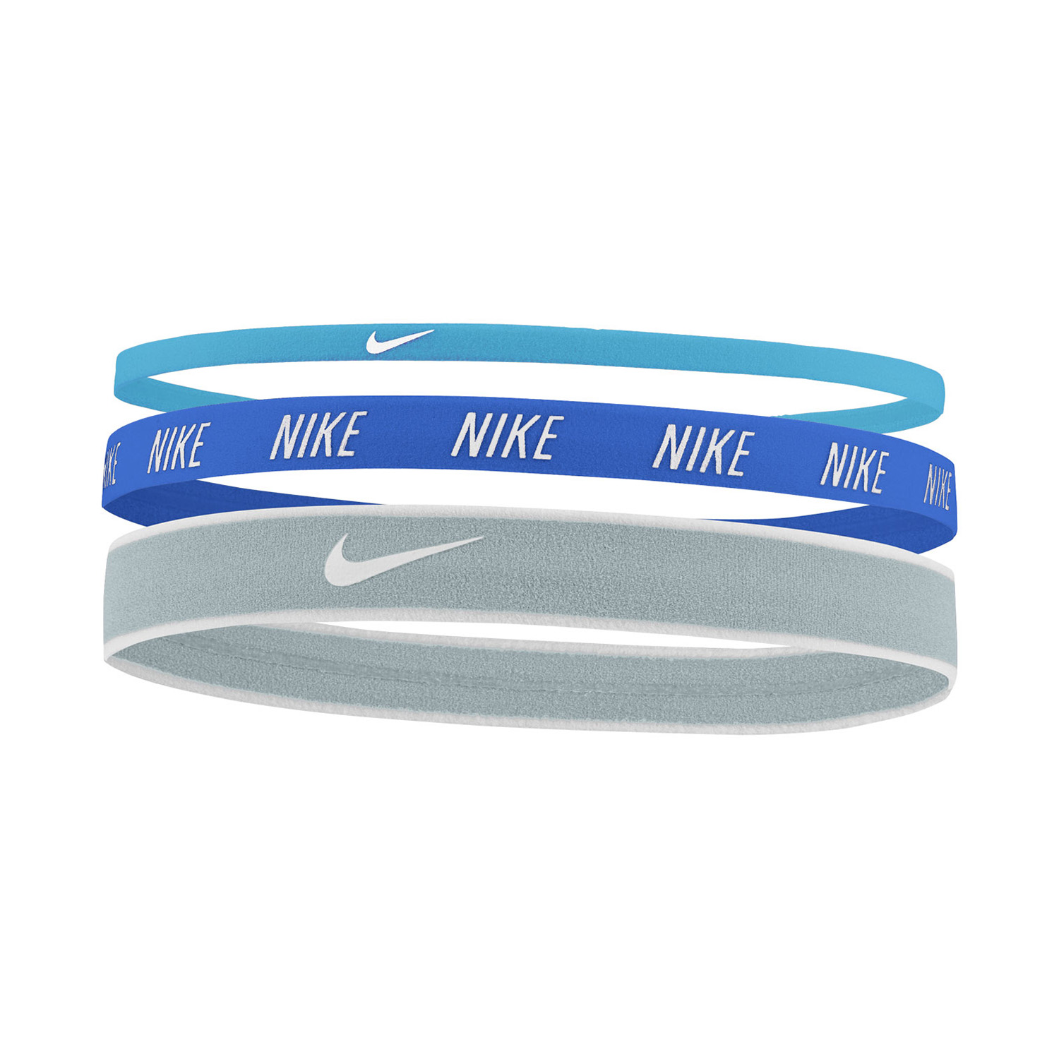 Nike Logo x 3 Mini Hairbands - Baltic Blue/Hyper Royal/Ocean Bliss