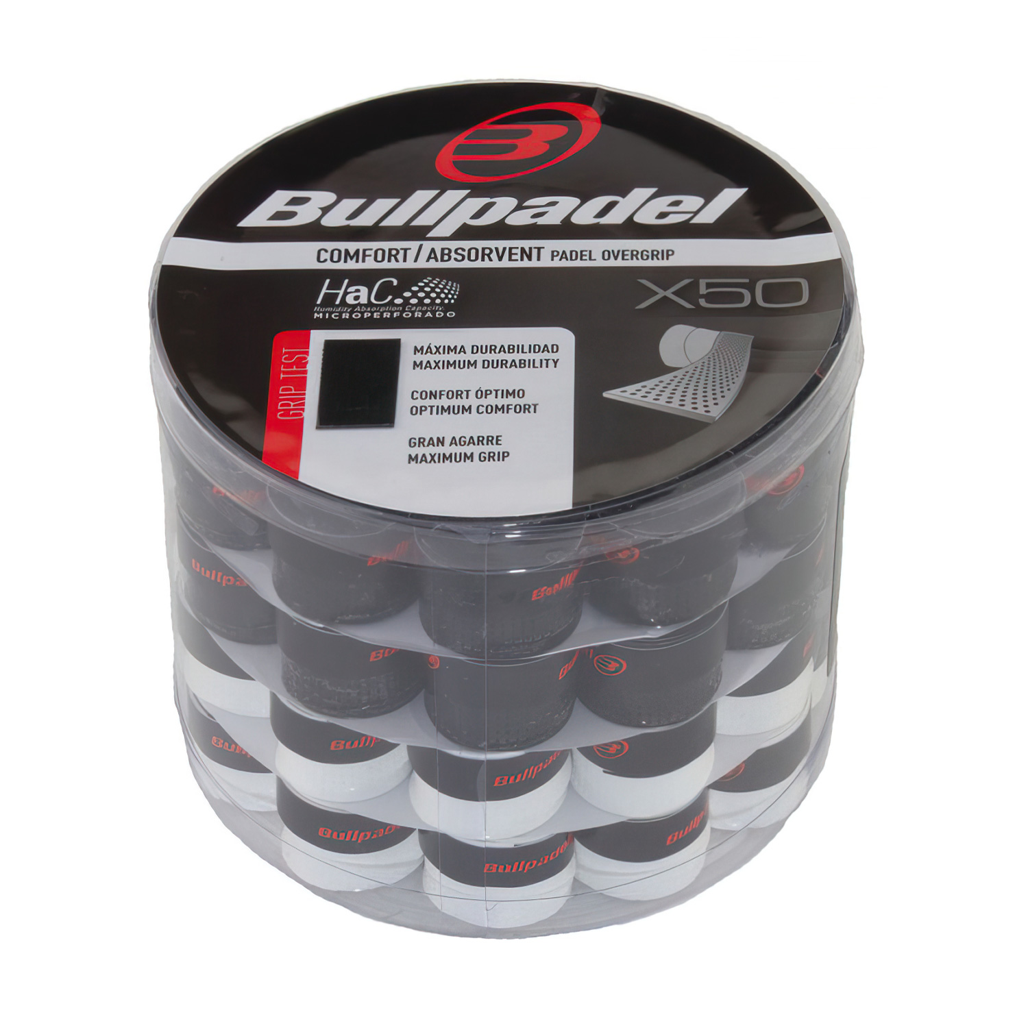 Bullpadel GB-1201 Comfort Absorvent x 50 Overgrip - Black/White