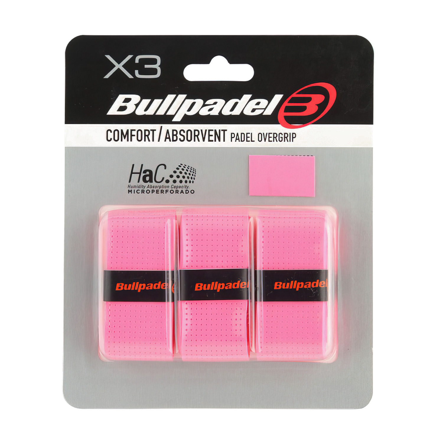 Bullpadel GB-1201 Comfort Absorvent x 3 Overgrip - Rosa Fluor