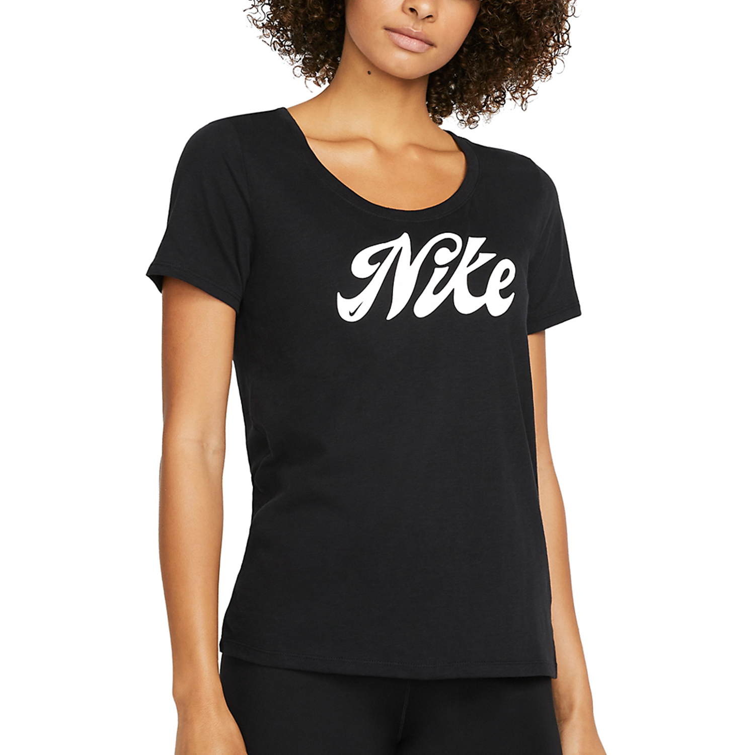 Nike Dri-FIT Script Women's Padel T-Shirt - Black/White