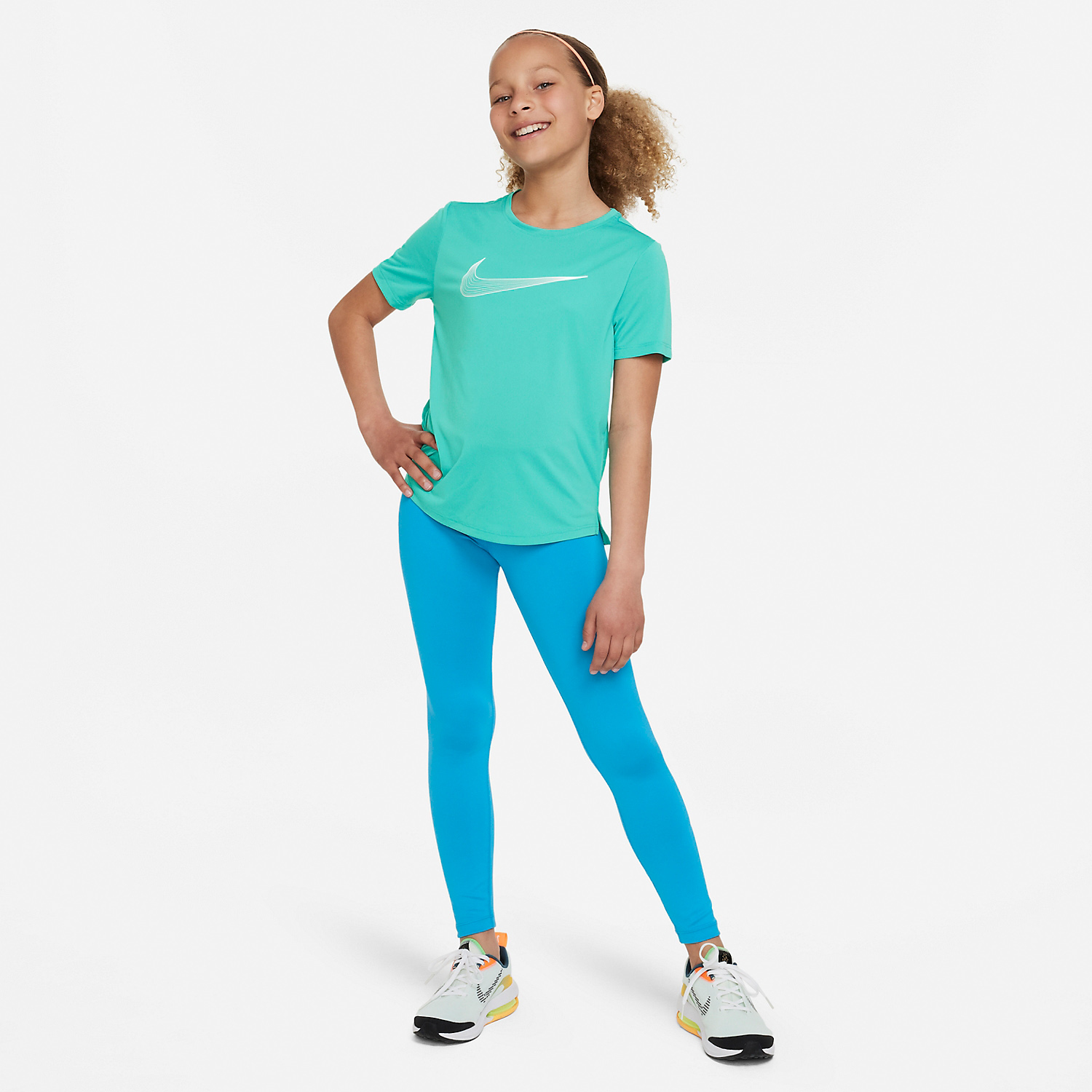 Nike Dri-FIT One T-Shirt Girl - Clear Jade II/White