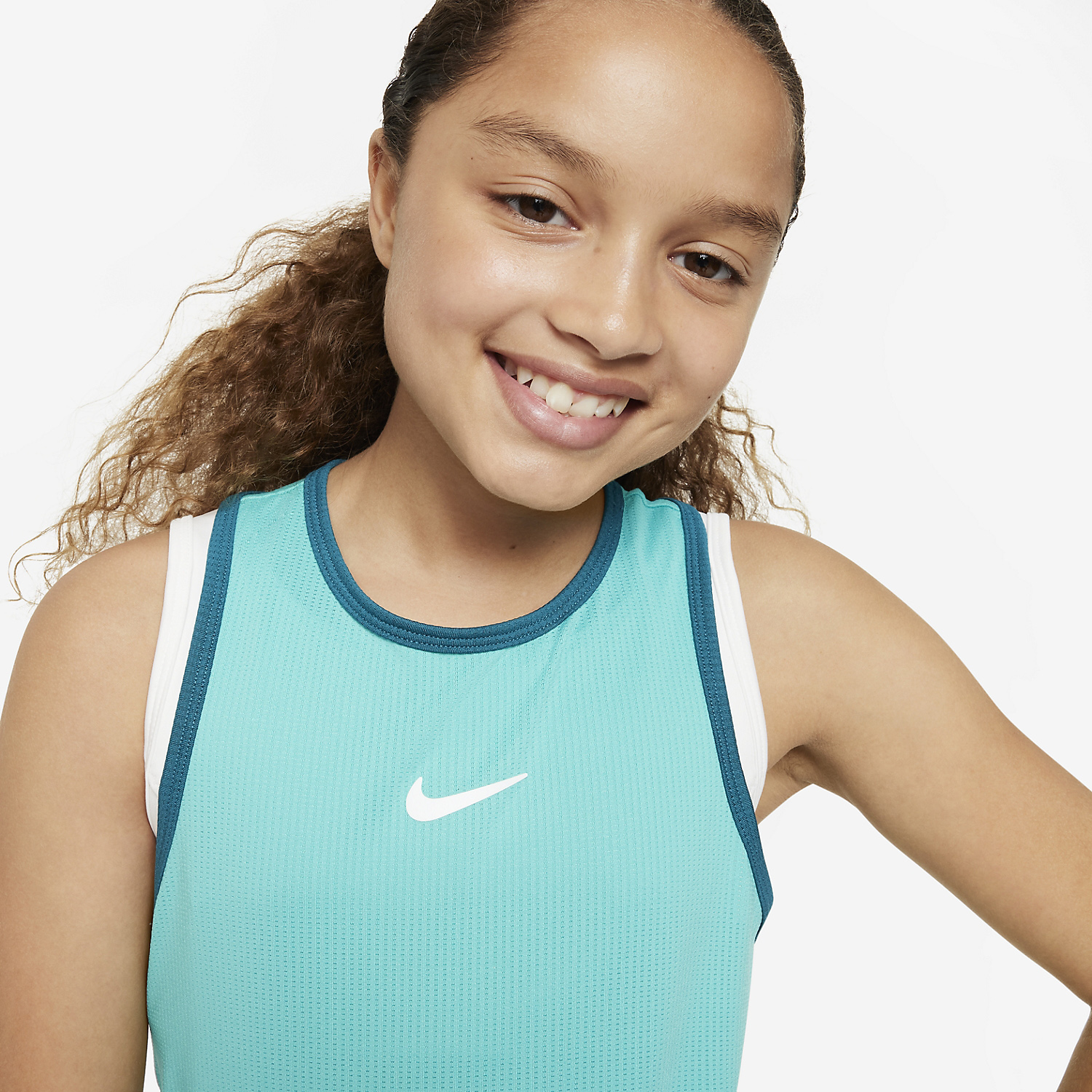 Nike Court Dri-FIT Victory Canotta Bambina - Clear Jade II/Geode Teal/White