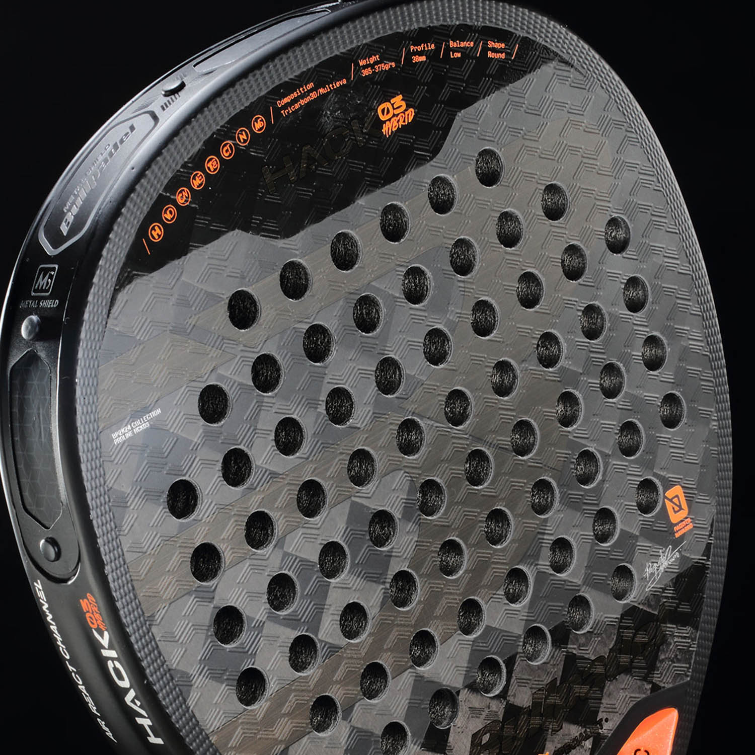 Bullpadel Hack 03 Hybrid Padel Racket - Black/Orange