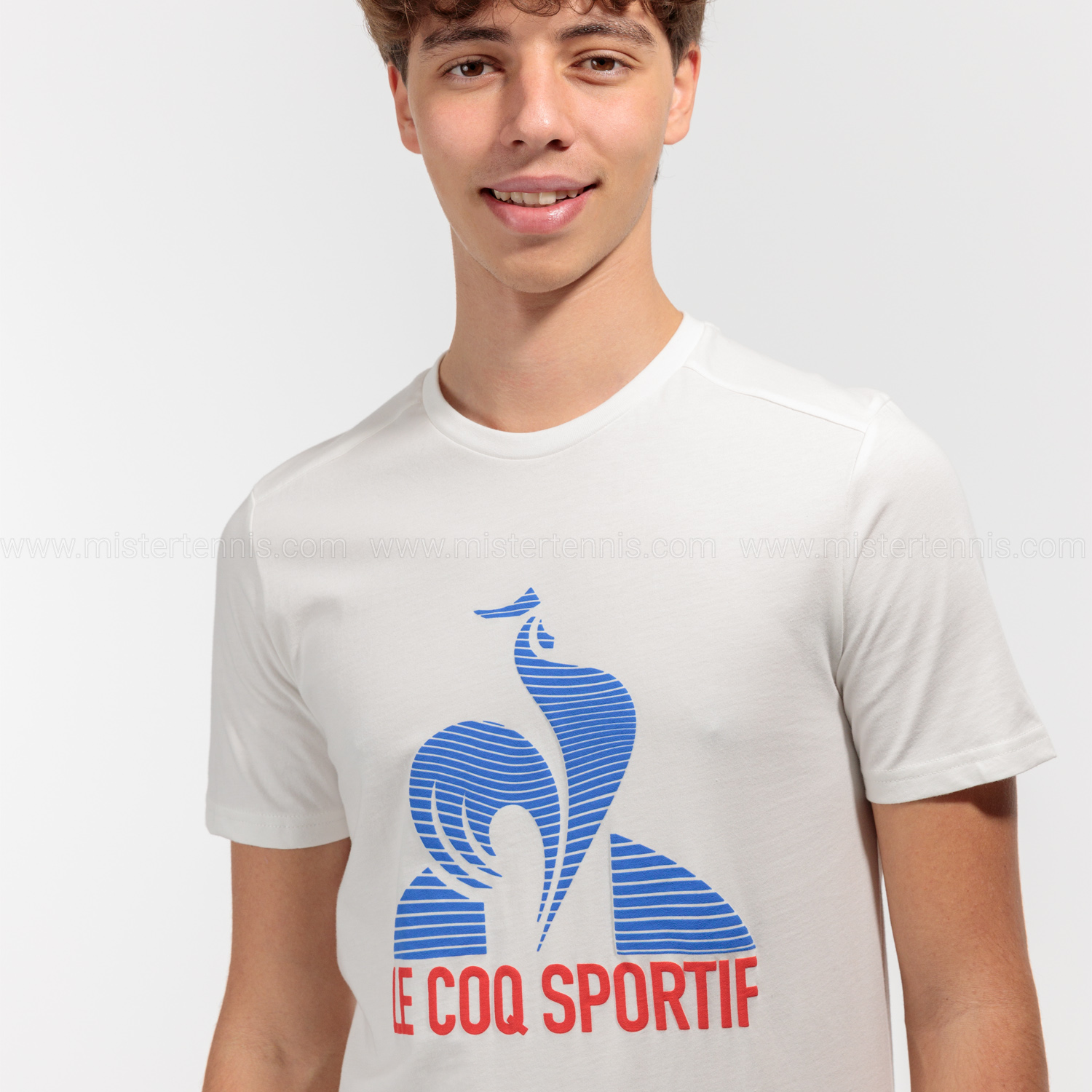 Le Coq Sportif Logo T-Shirt - New Optical White/Rouge Elec/Bleu Elec