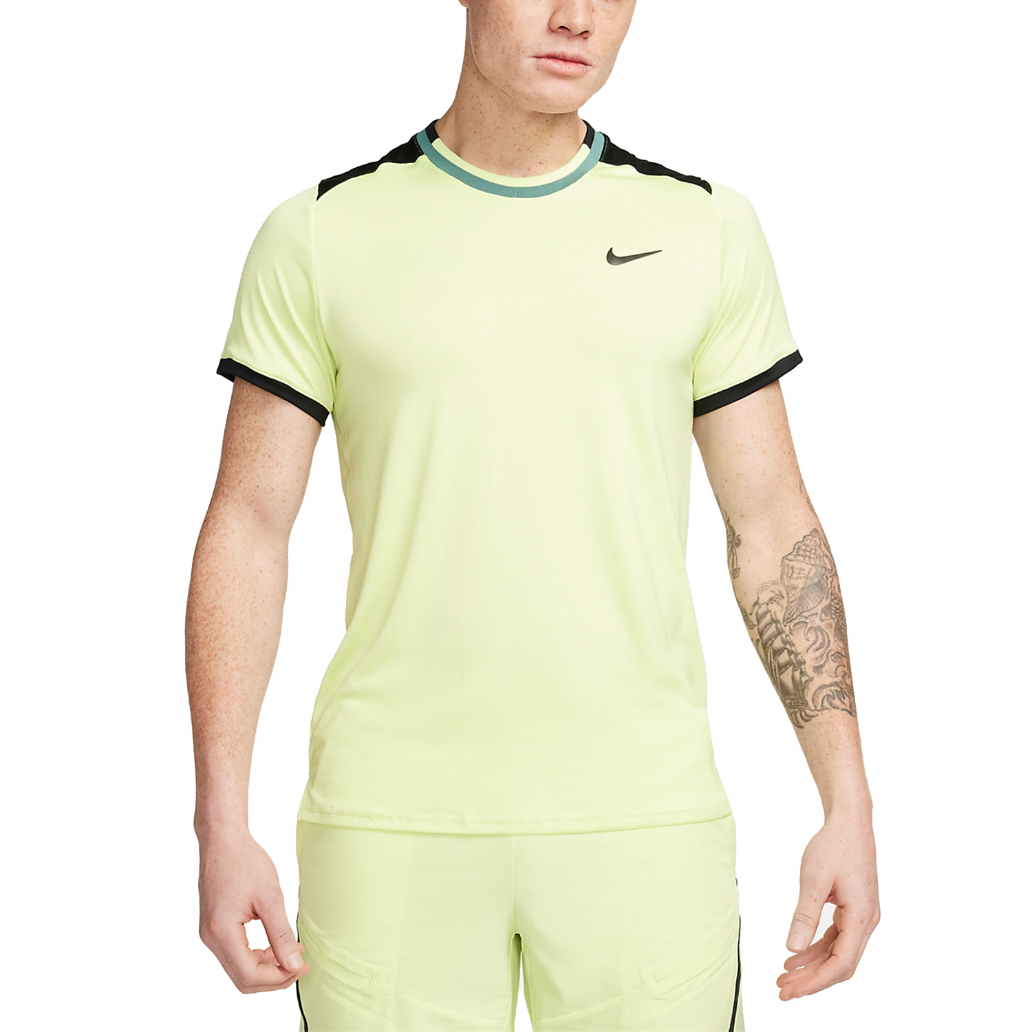 Nike Court Dri-FIT Advantage T-Shirt - Light Lemon Twist/Black/Bicoastal/Black