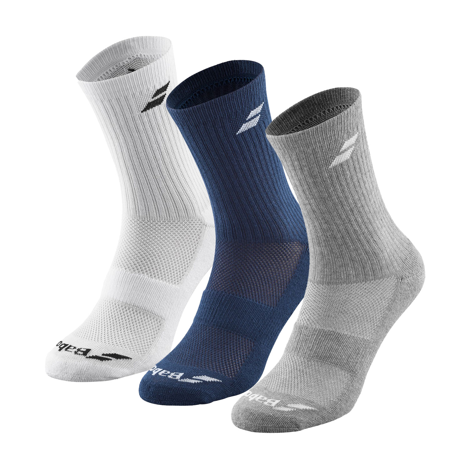 Babolat Logo x 3 Calze Bambini - White/Estate Blue/Grey