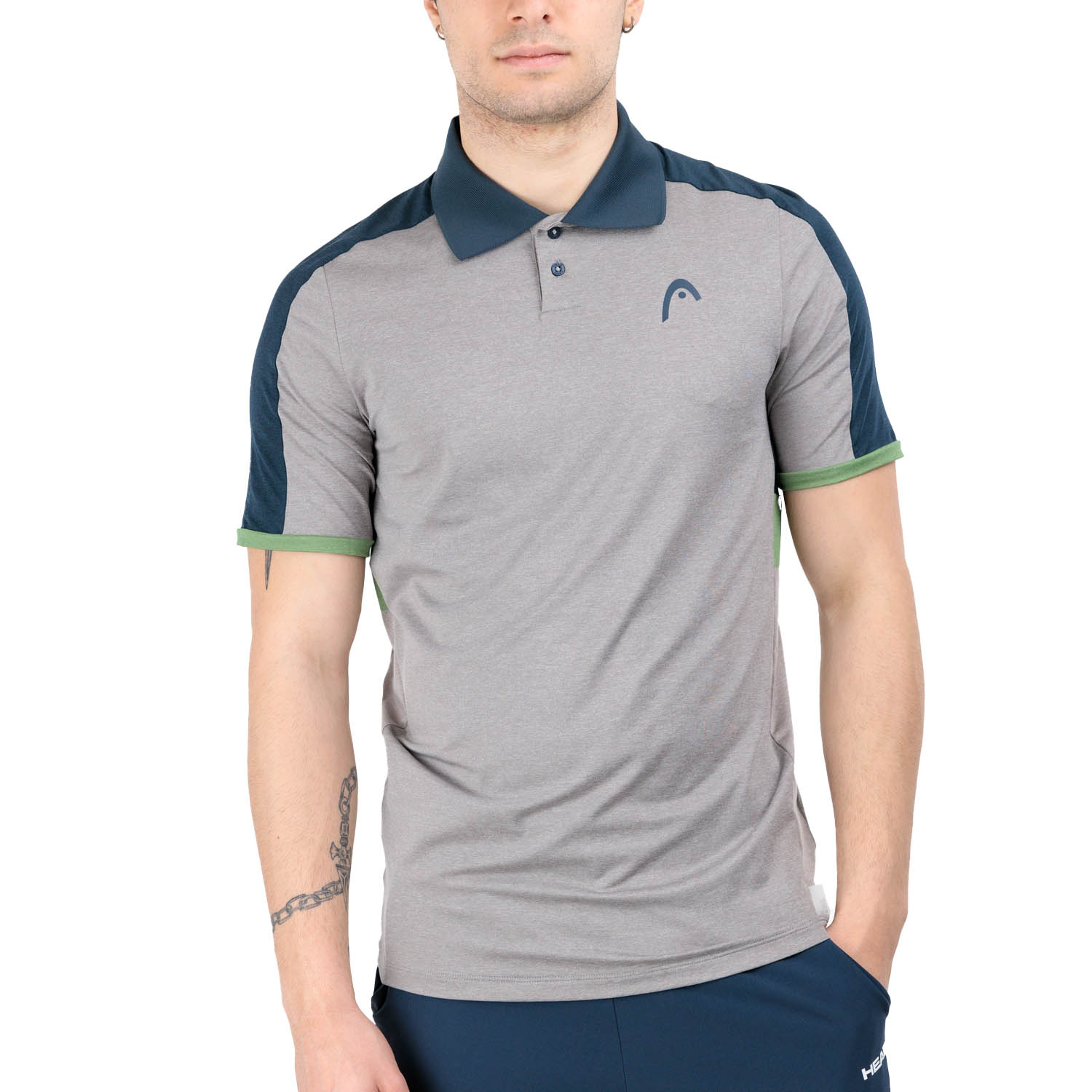 HEAD Play Tech Polo - Grey/Celery Green