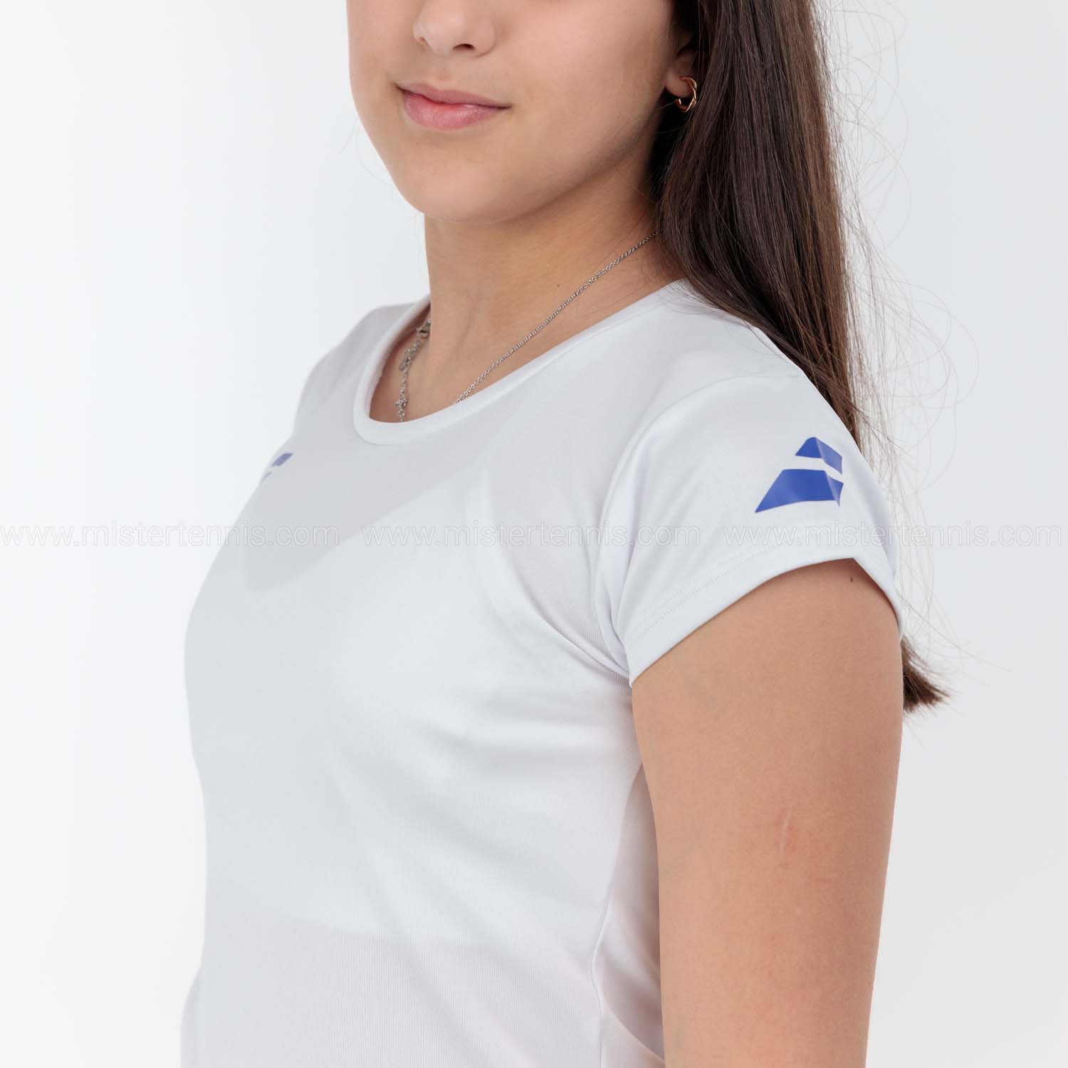 Babolat Play Cap T-Shirt Girl - White/Blue