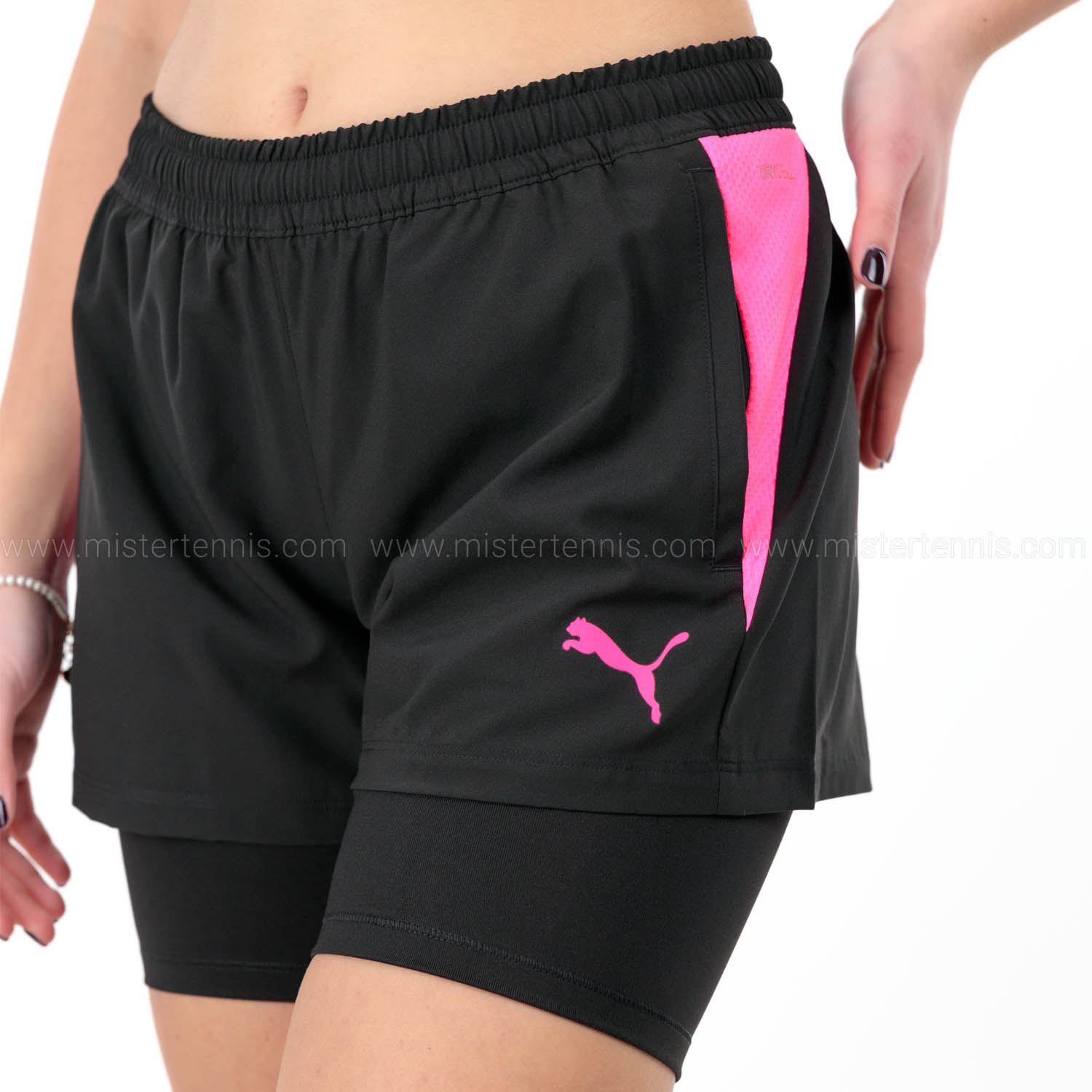 Puma Individual 2 in 1 3in Shorts - Black/Poison Pink