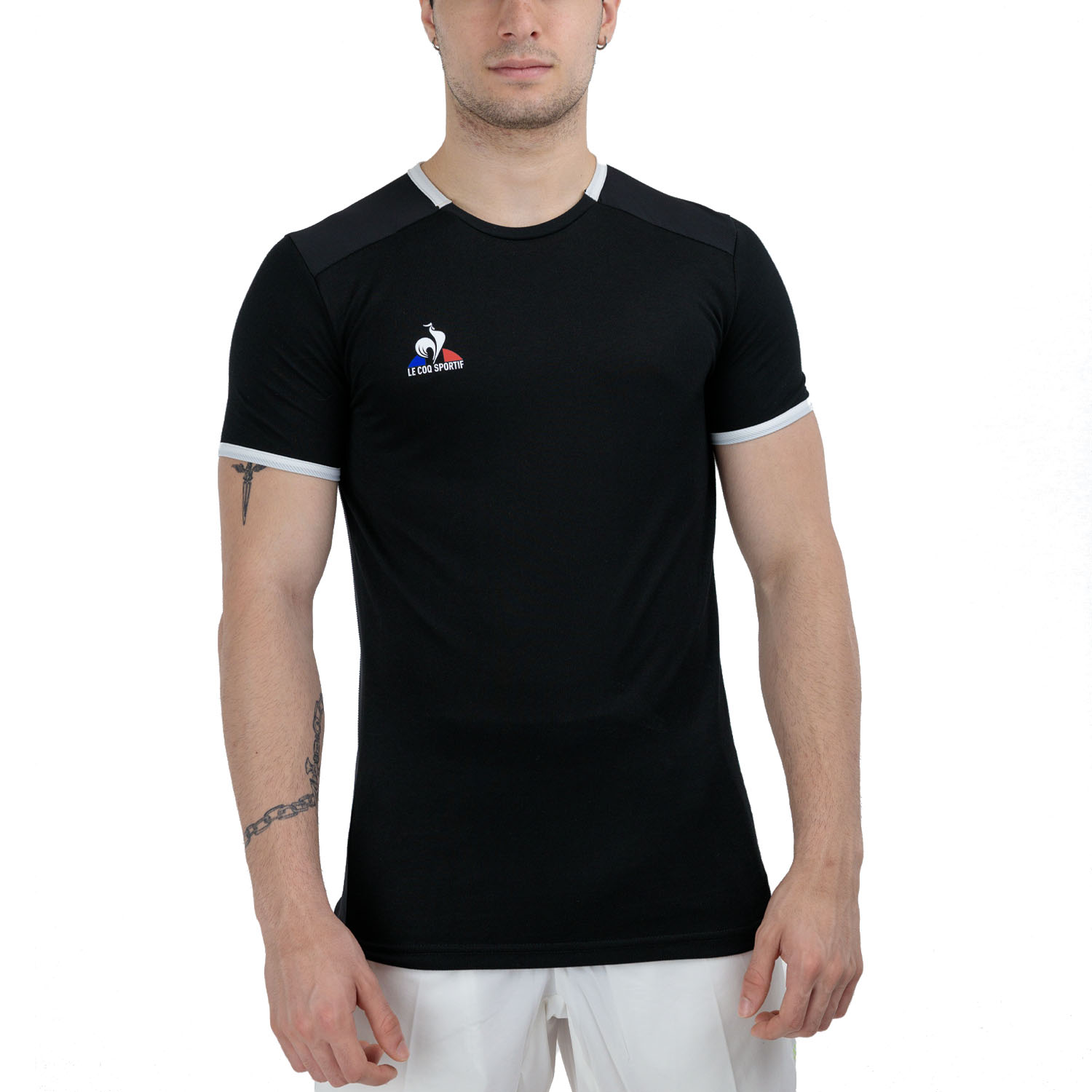 Le Coq Sportif Performance Logo Camiseta - Black/New Optical White