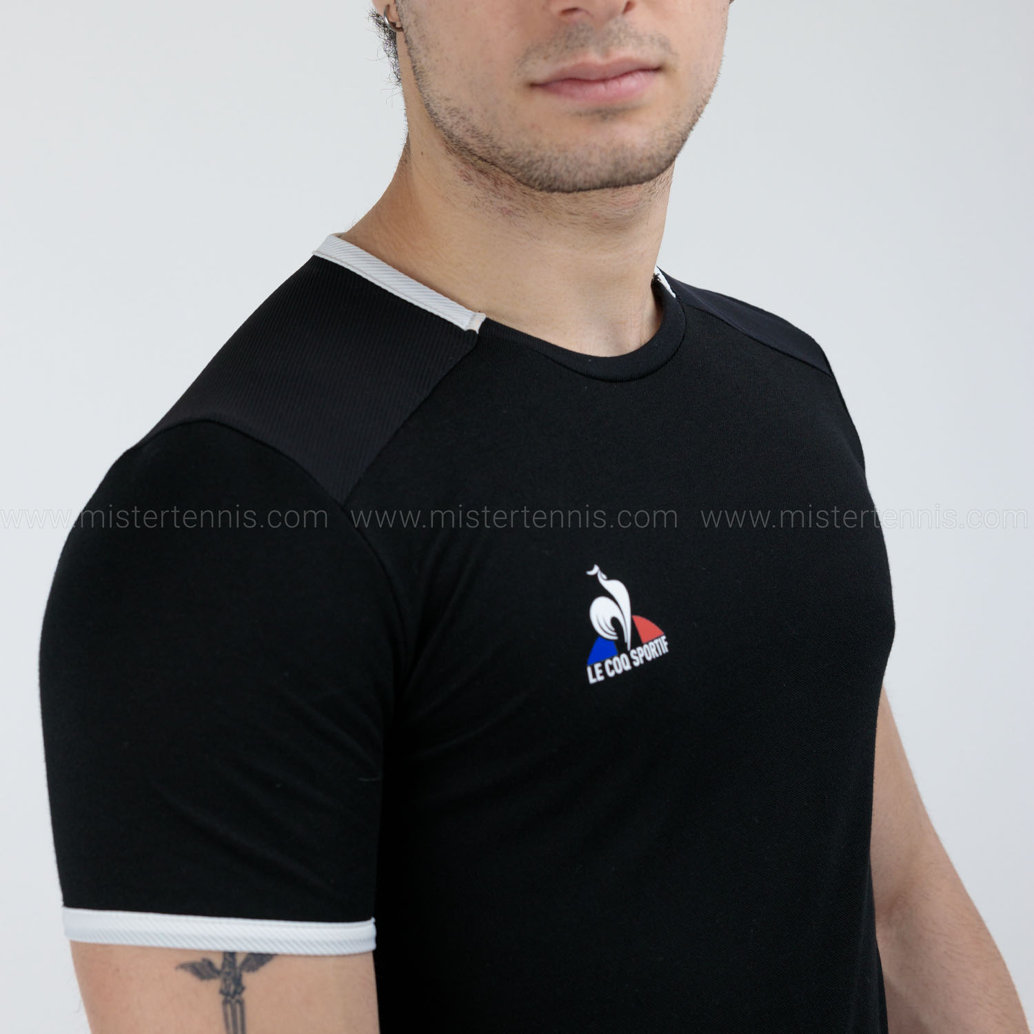 Le Coq Sportif Performance Logo Camiseta - Black/New Optical White