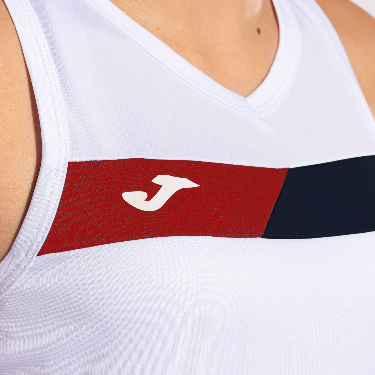 Joma Court Top - White/Red/Dark Navy