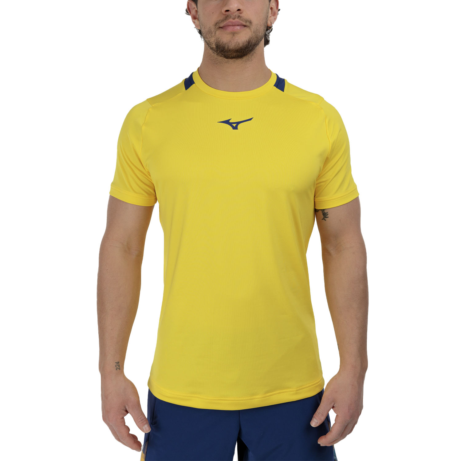 Mizuno Logo Men's Padel T-Shirt - Cyber Yellow