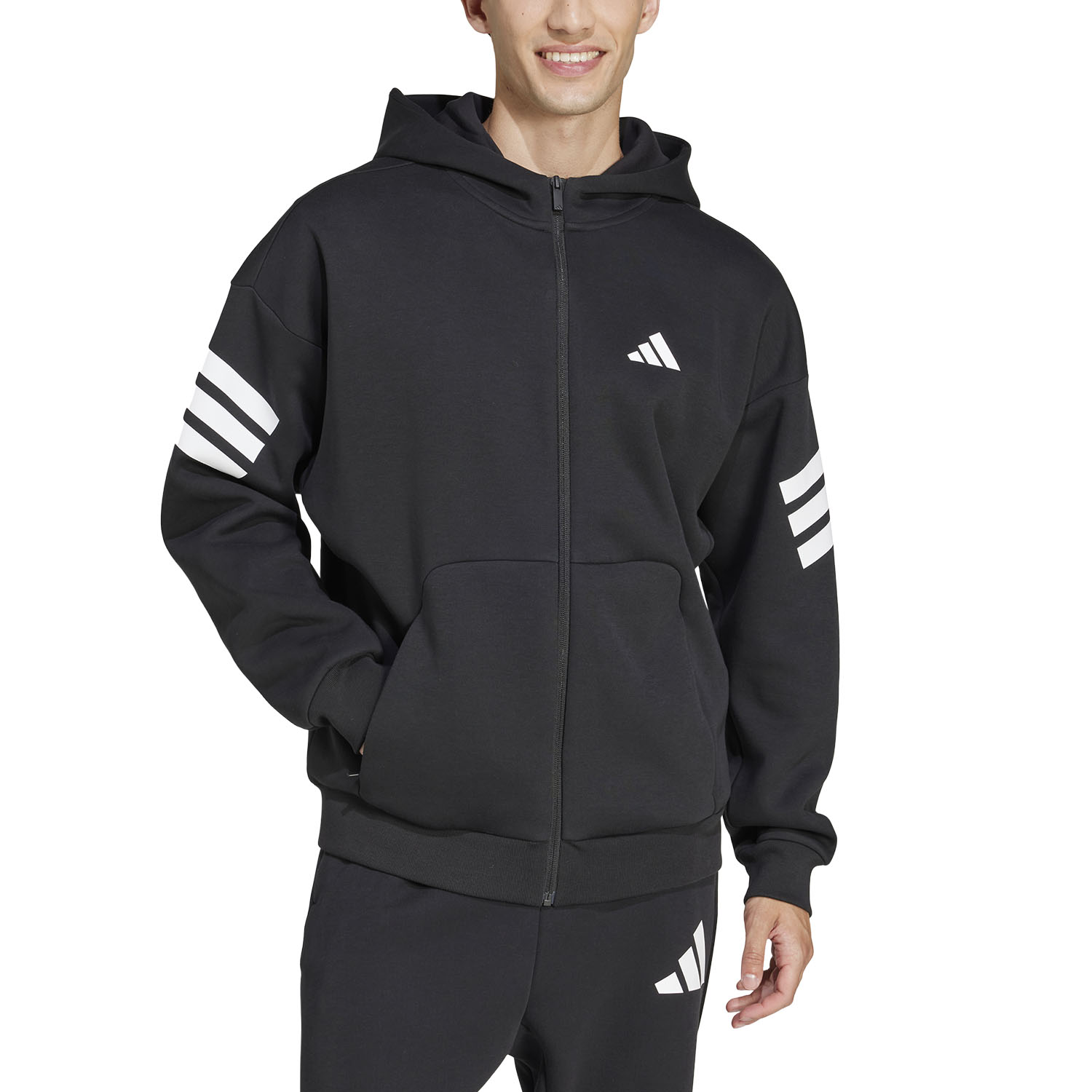 adidas Future Icons Three Stripes Hoodie - Black
