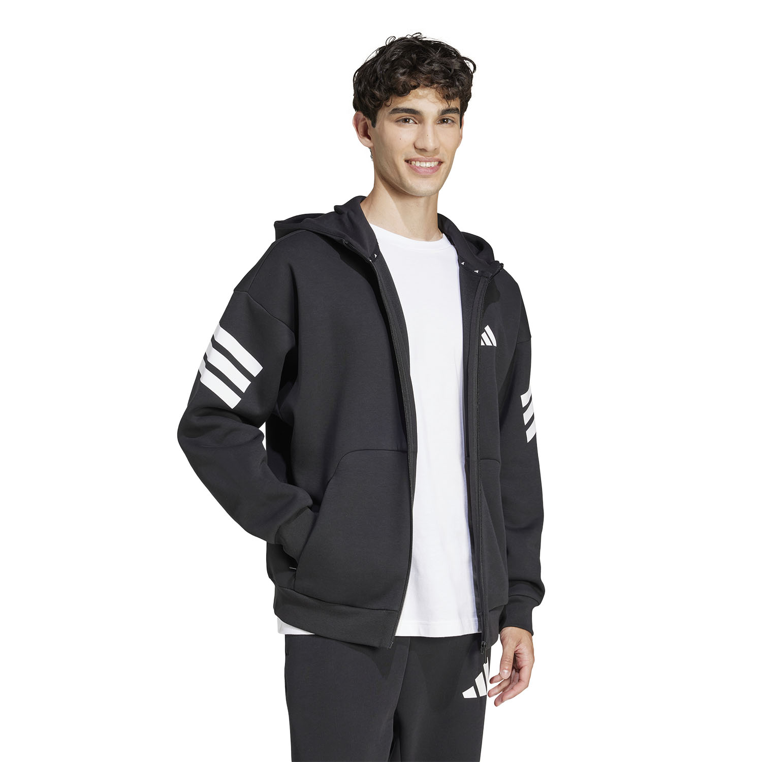 adidas Future Icons Three Stripes Hoodie - Black