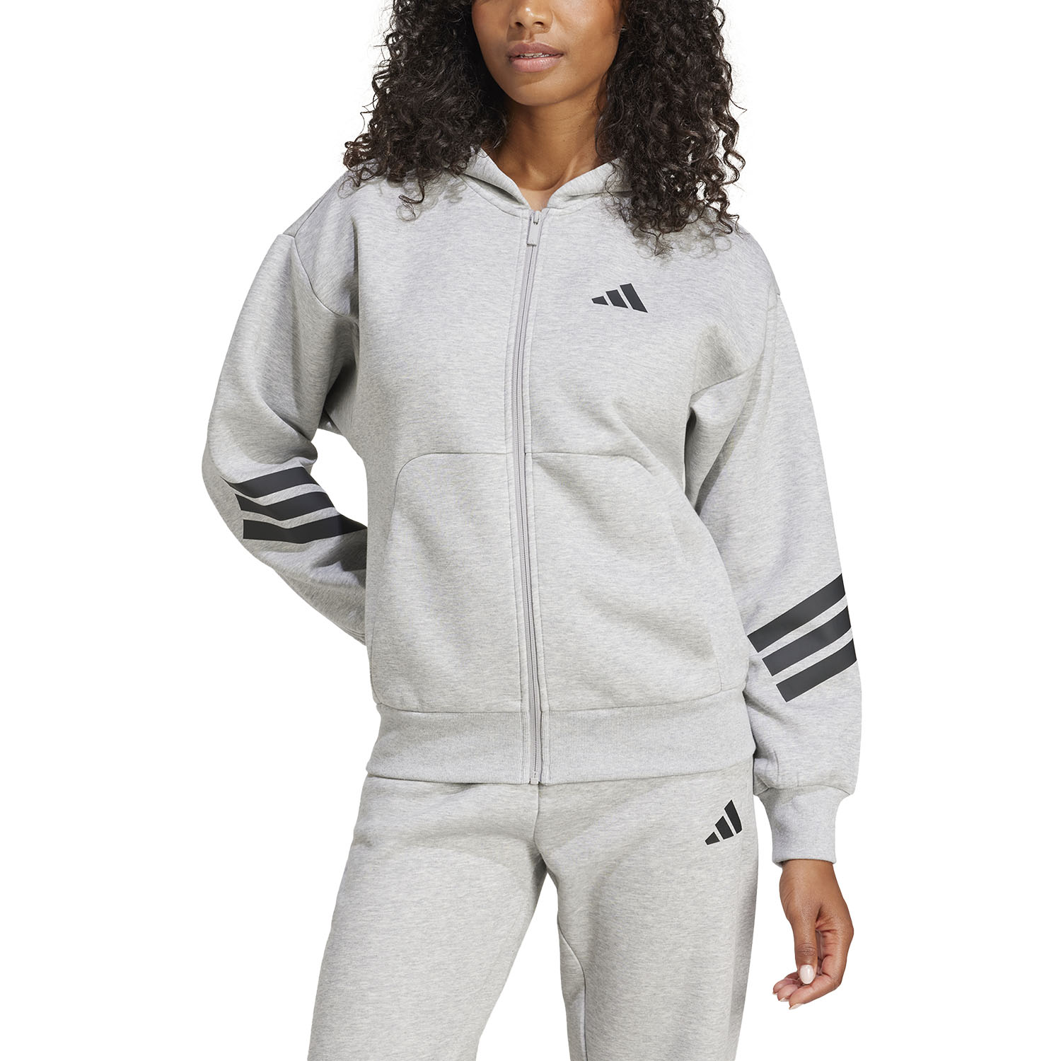 adidas Future Icons Three Stripes Hoodie - Medium Grey Heather