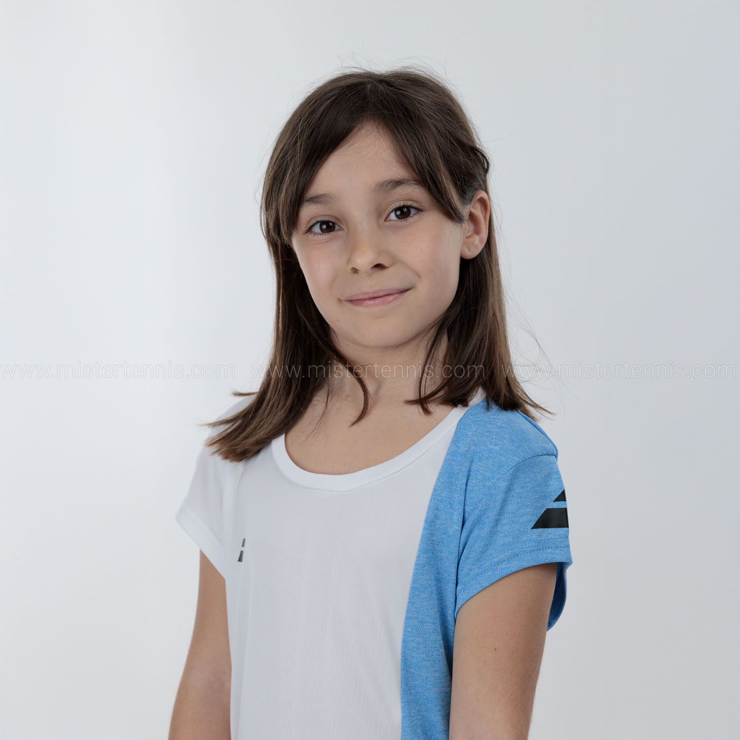 Babolat Play Camiseta Niña - White/Blithe Blue Heather
