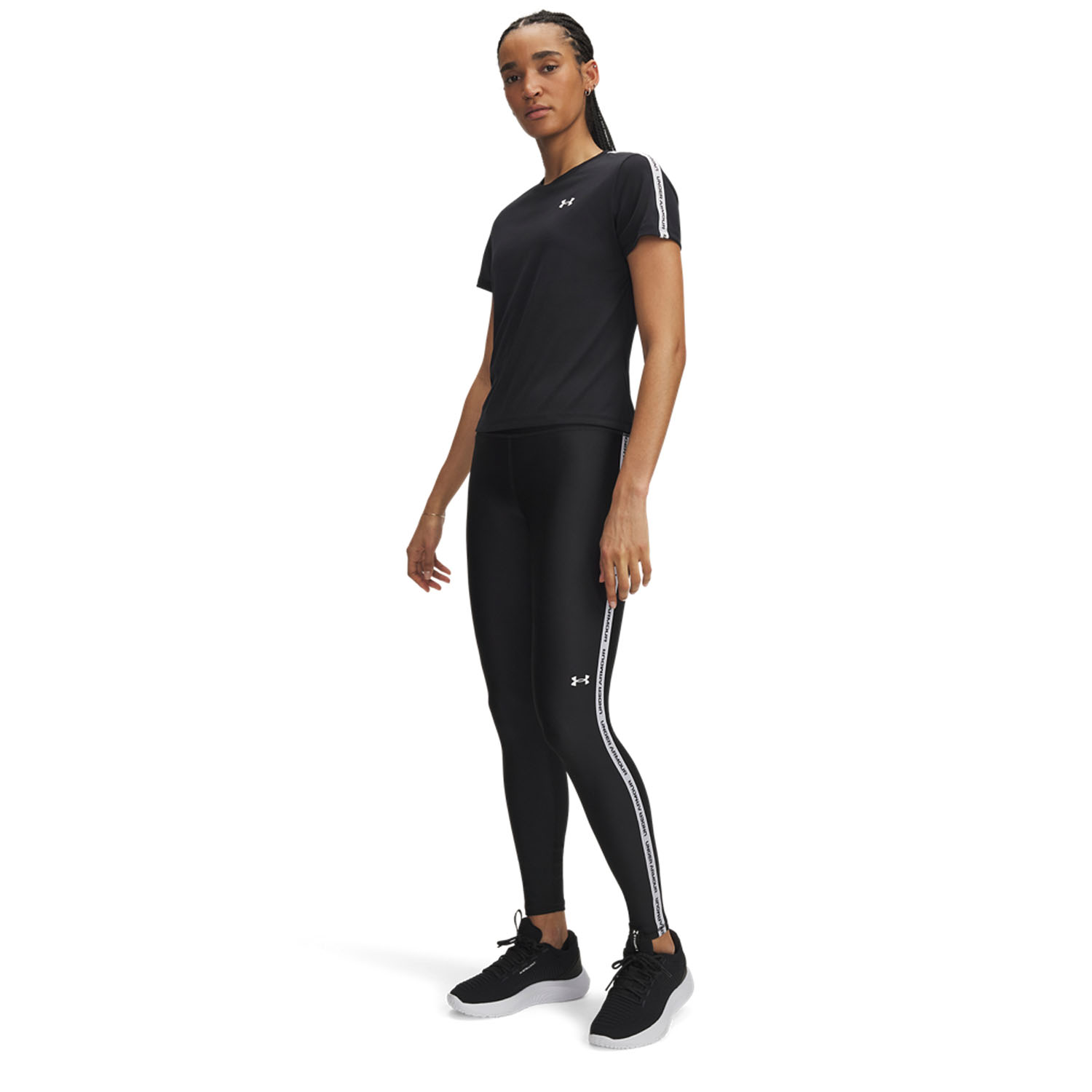 Under Armour Tech Wordmark Tape Tights - Black/White