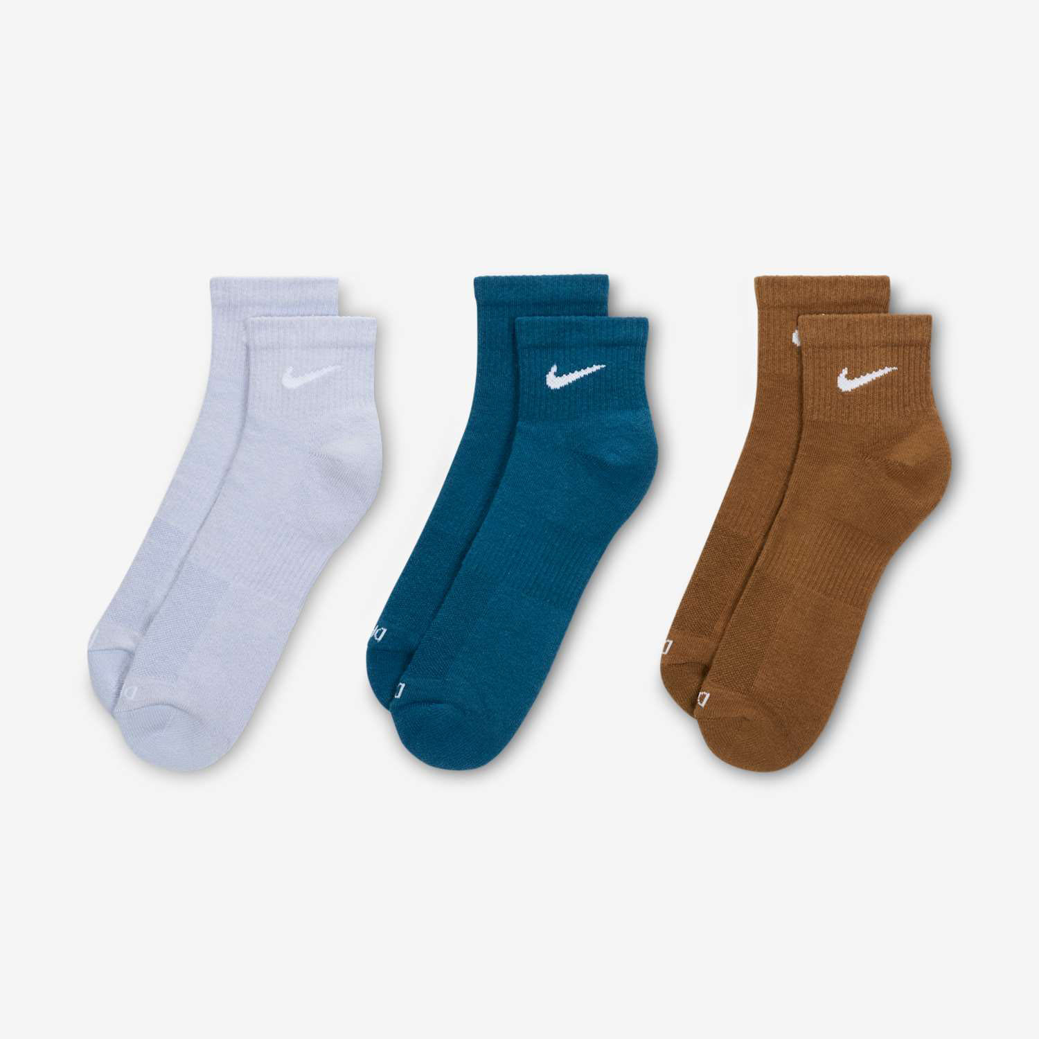 Nike Everyday Plus Cushioned Logo x 3 Calze - Ghost/Blue Force/Moss Wood Brown/White