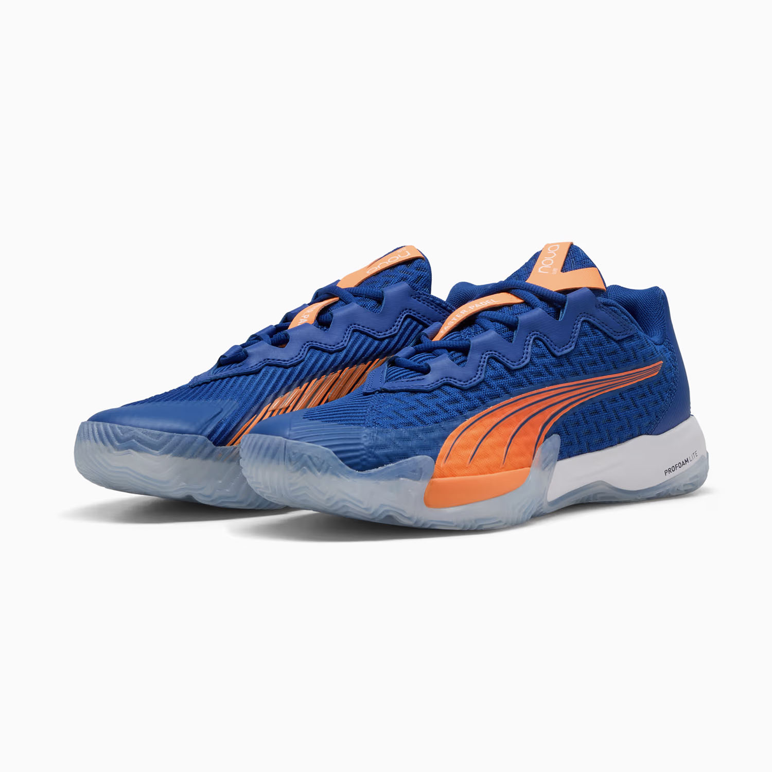Puma NOVA Elite Momo Men's Padel Shoes Vivid Blue/Heat Fire/White