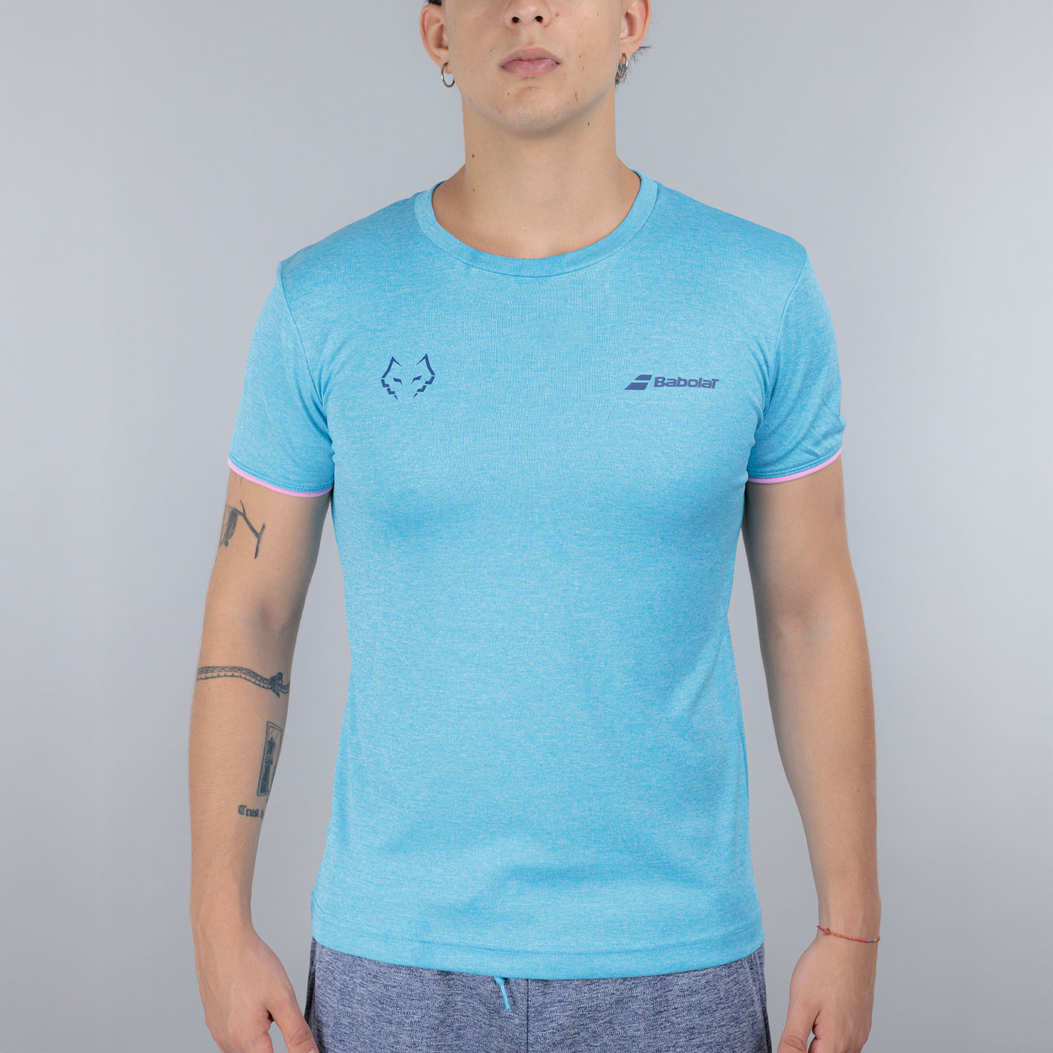 Babolat Juan Lebrón Crew Pro Camiseta - Cyan Blue/Heather