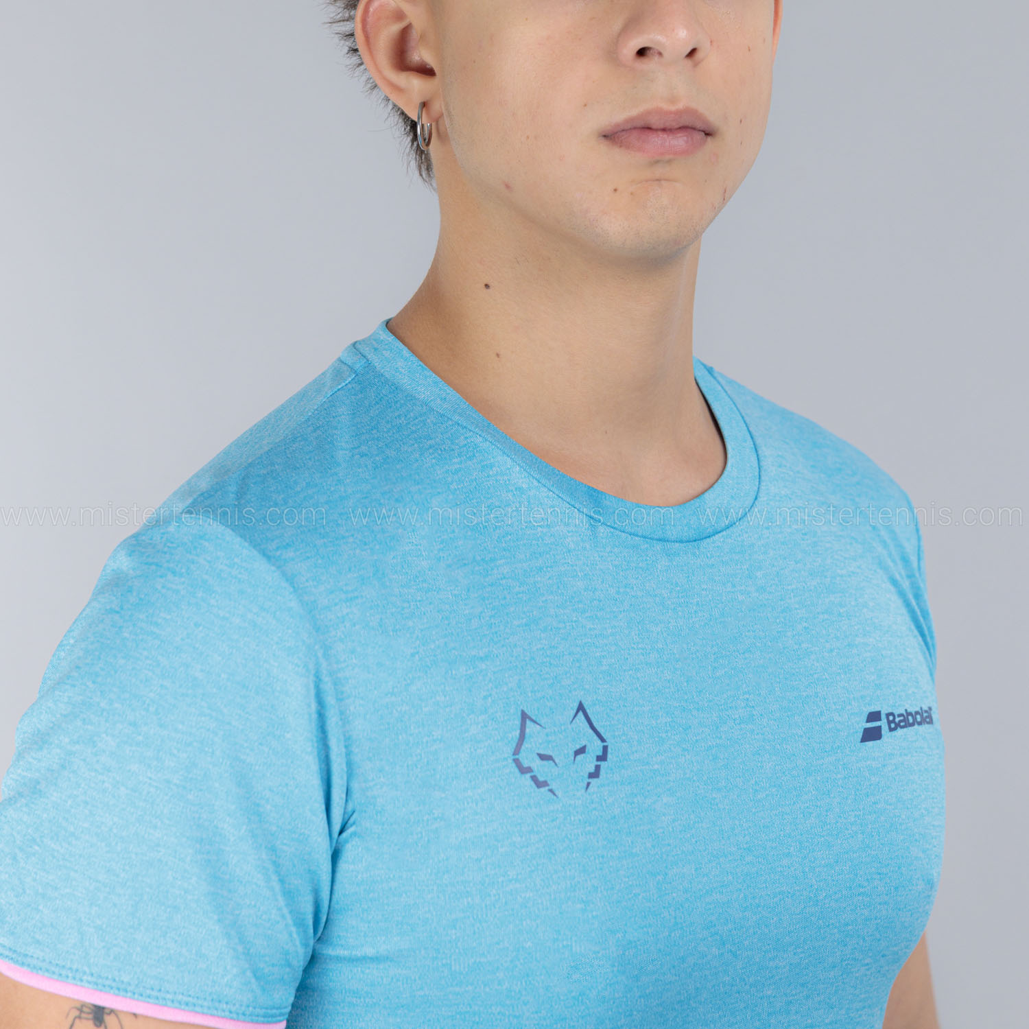 Babolat Juan Lebrón Crew Pro Camiseta - Cyan Blue/Heather