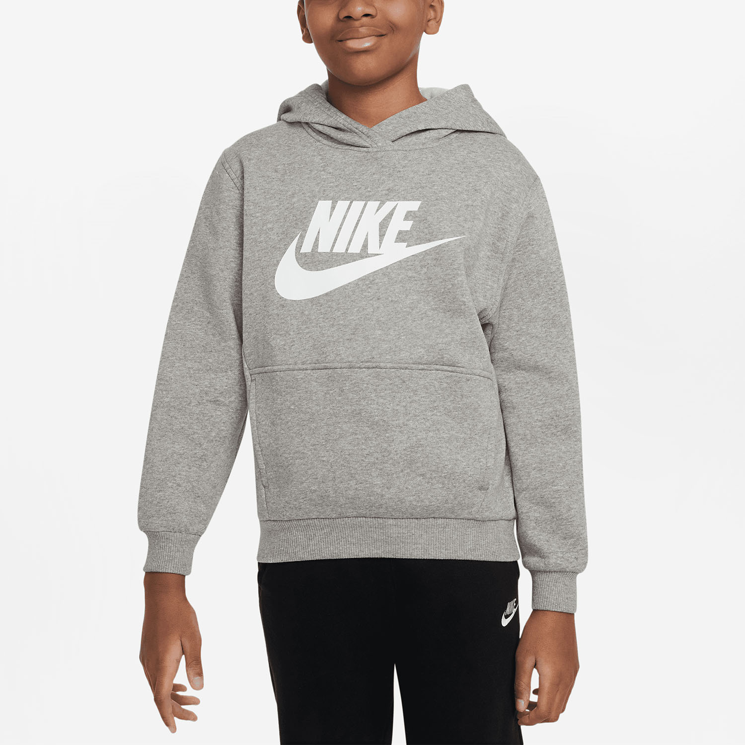 Nike Club Pro Felpa Bambini - Dark Grey Heather/White