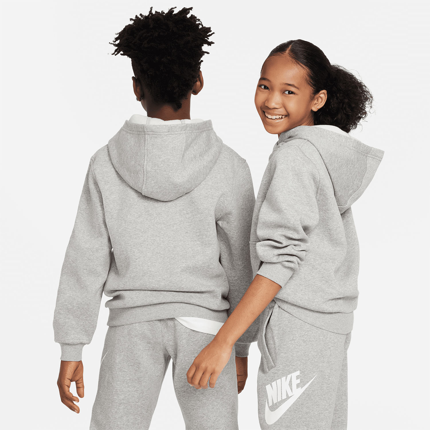 Nike Club Pro Felpa Bambini - Dark Grey Heather/White