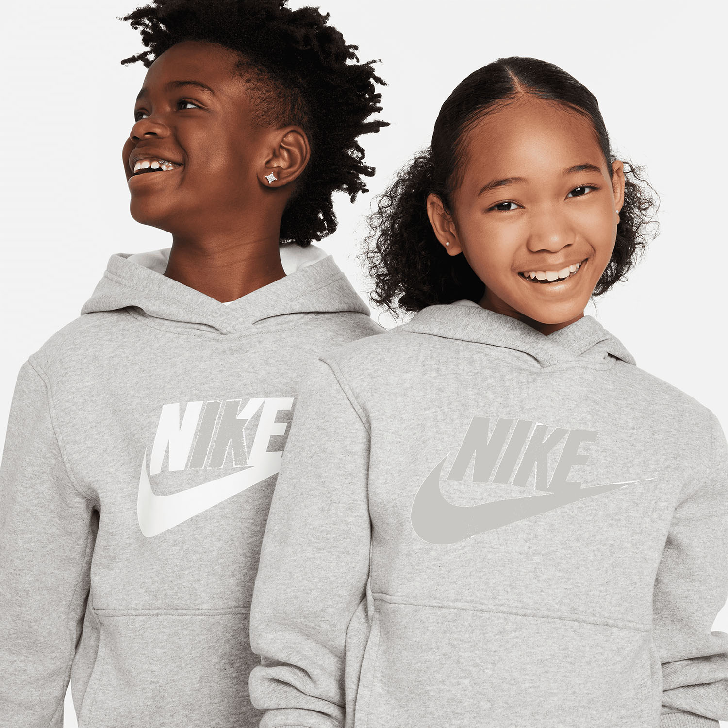 Nike Club Pro Felpa Bambini - Dark Grey Heather/White