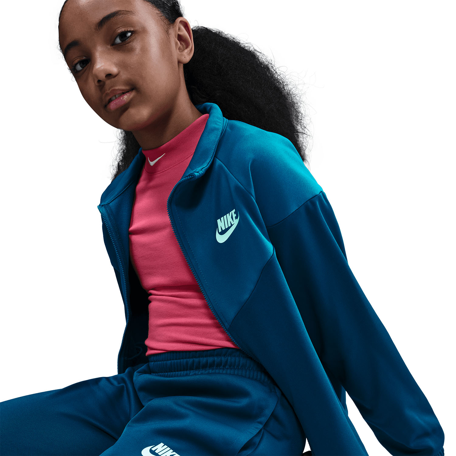 Nike Dri-FIT Kids Padel Tracksuit - Blue Force/Green Abyss/White