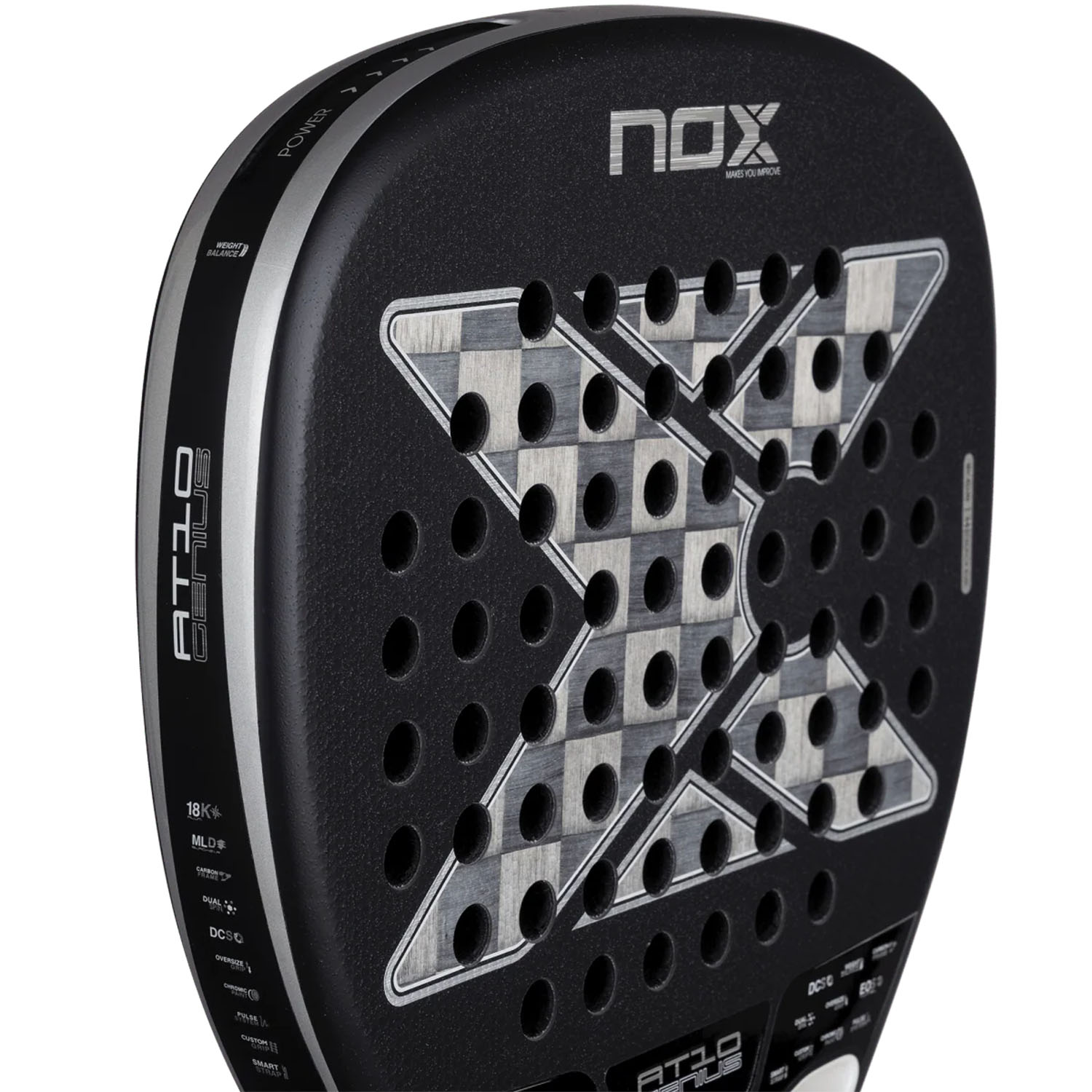 NOX AT10 Genius Attack 18K Alum 2026 Padel Racket - Black/Silver