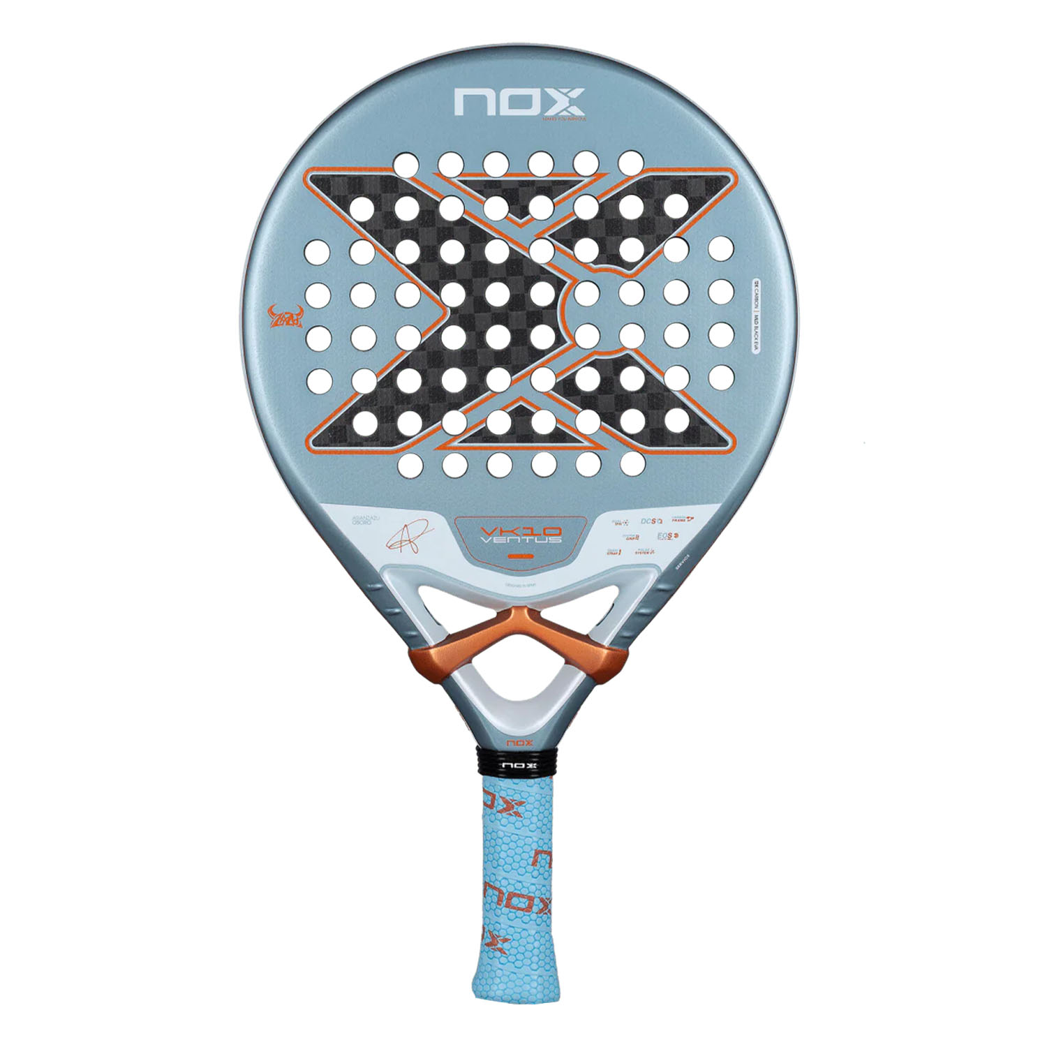 NOX VK10 Ventus Control 12K Padel - Light Blue/Orange