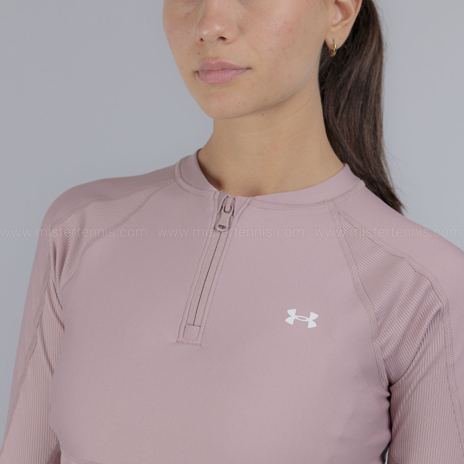 Under Armour HeatGear Rib Shirt - Tourmaline Pink/White
