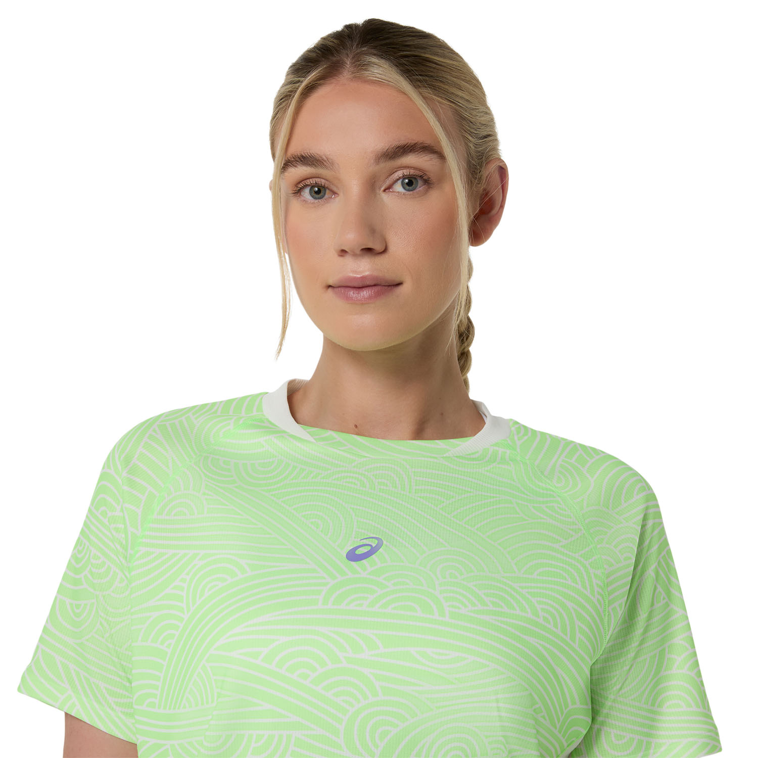 ASICS Court All Over Print T-Shirt - Cream/Illuminate Green