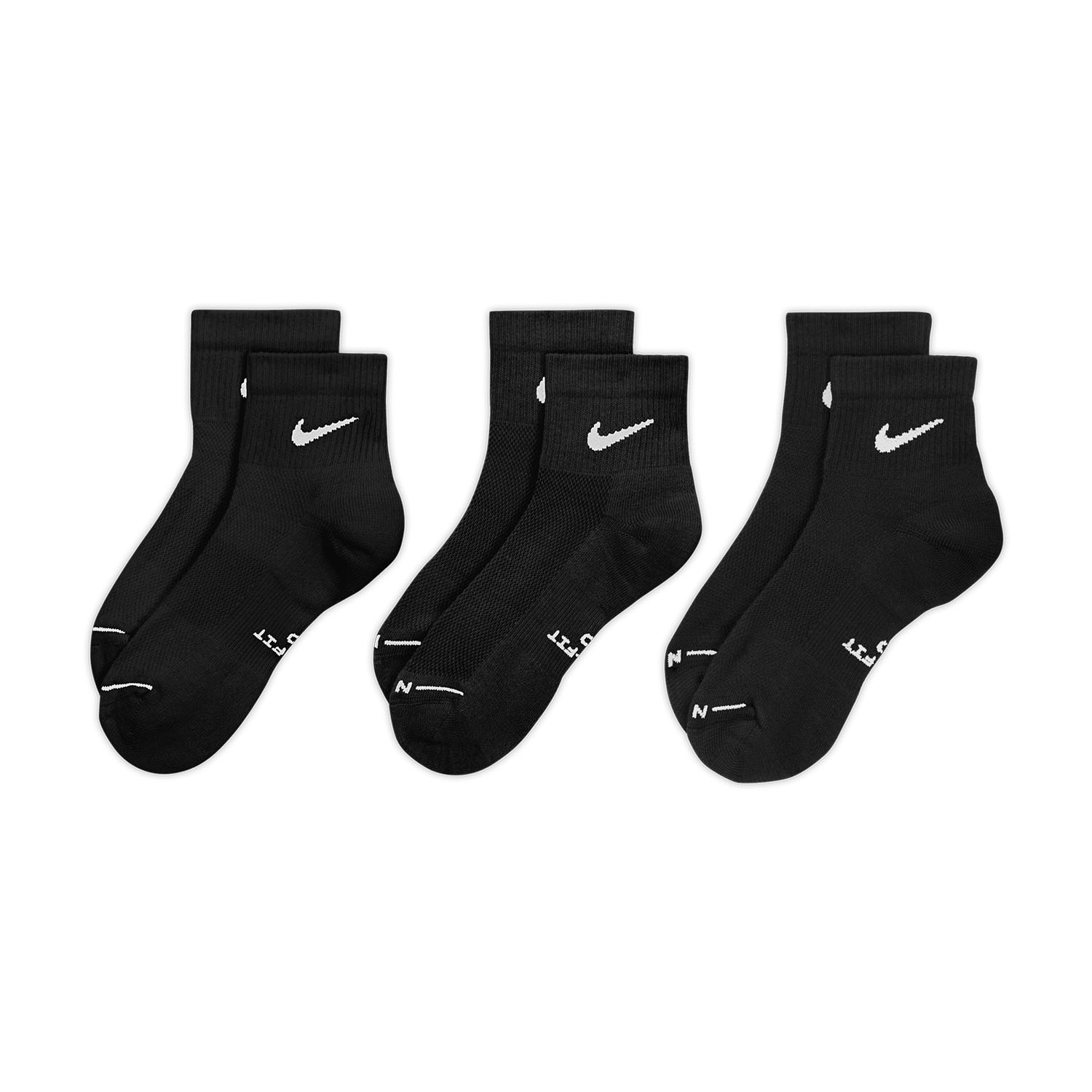 Nike Everyday Elevated Ankle x 3 Calze - Black