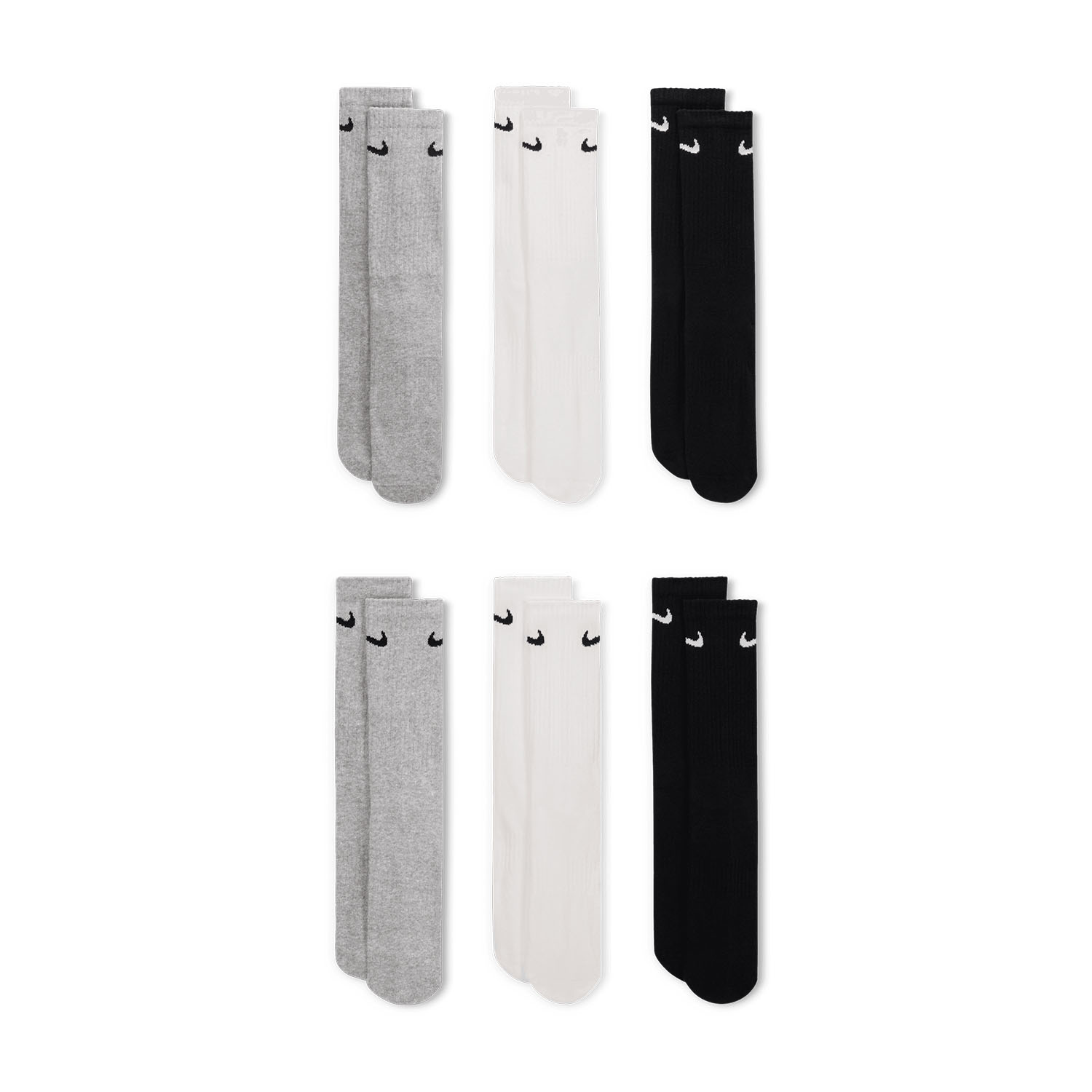 Nike Everyday Cushion Crew x 6 Calcetines - Black/Grey/White