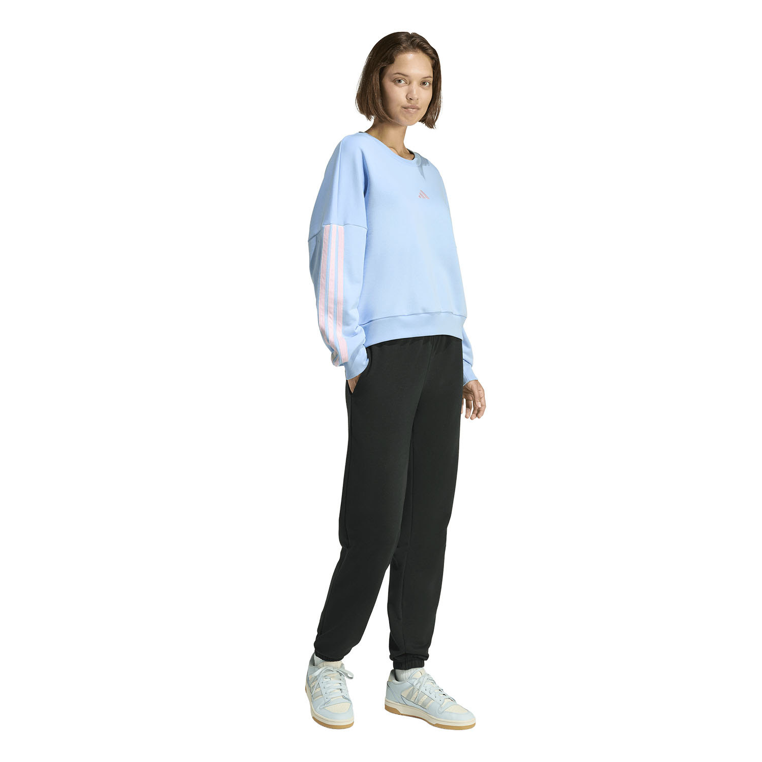 adidas 3 Stripes Sweatshirt - Glow Blue/Clear Pink