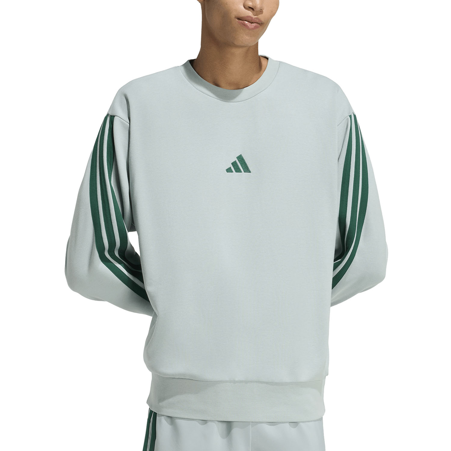 adidas Essentials 3 Stripes Sudadera - Wonder Sage/Collegiate Green