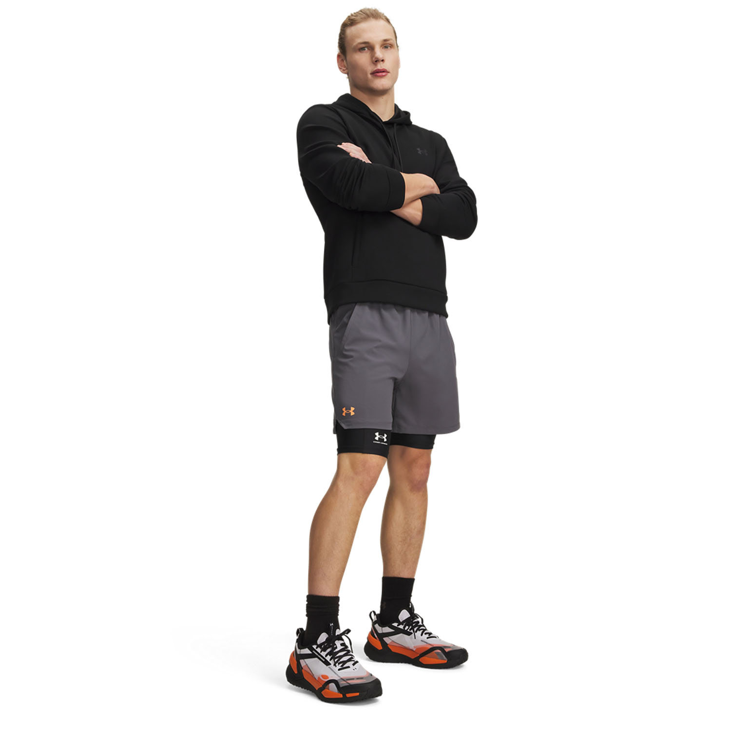 Under Armour Vanish Woven 6in Shorts - Castlerock/Orange Bloc