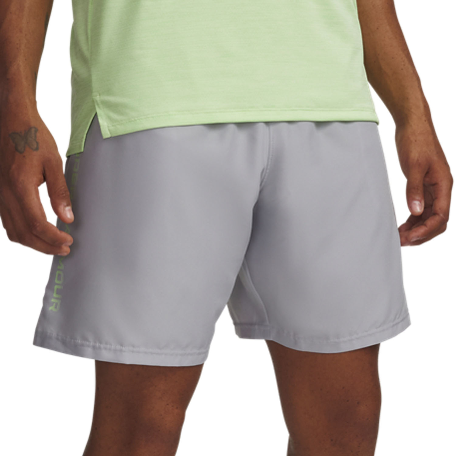 Under Armour Woven Split 9in Shorts - Mod Gray/Lumos Lime