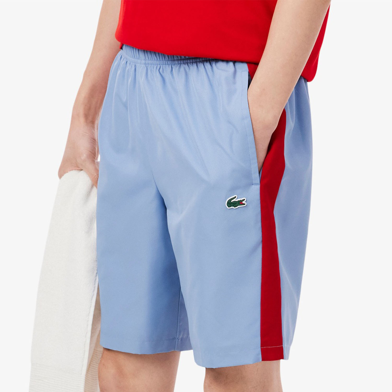 Lacoste Performance 9in Shorts - Bleu Clair/Rouge