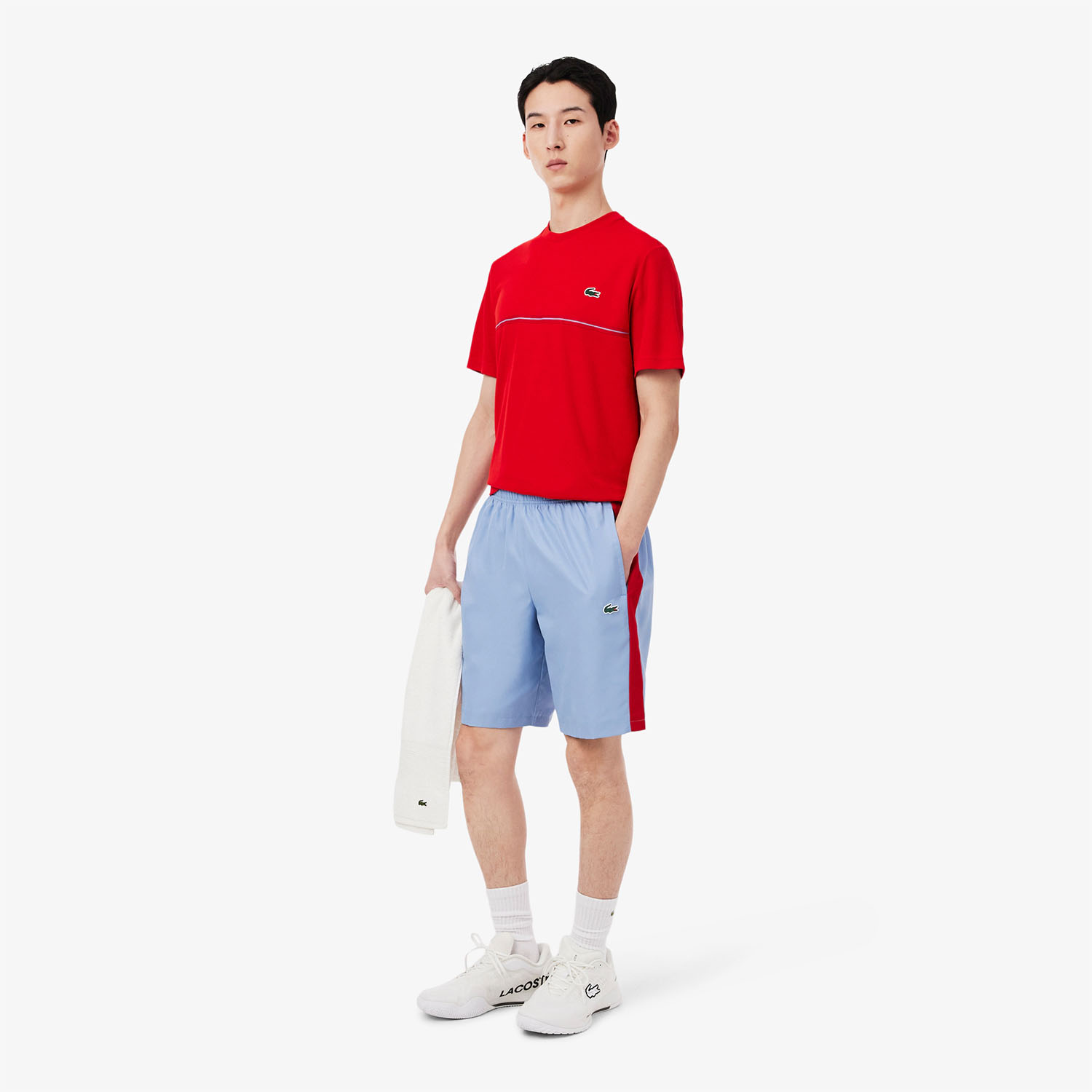 Lacoste Performance 9in Shorts - Bleu Clair/Rouge